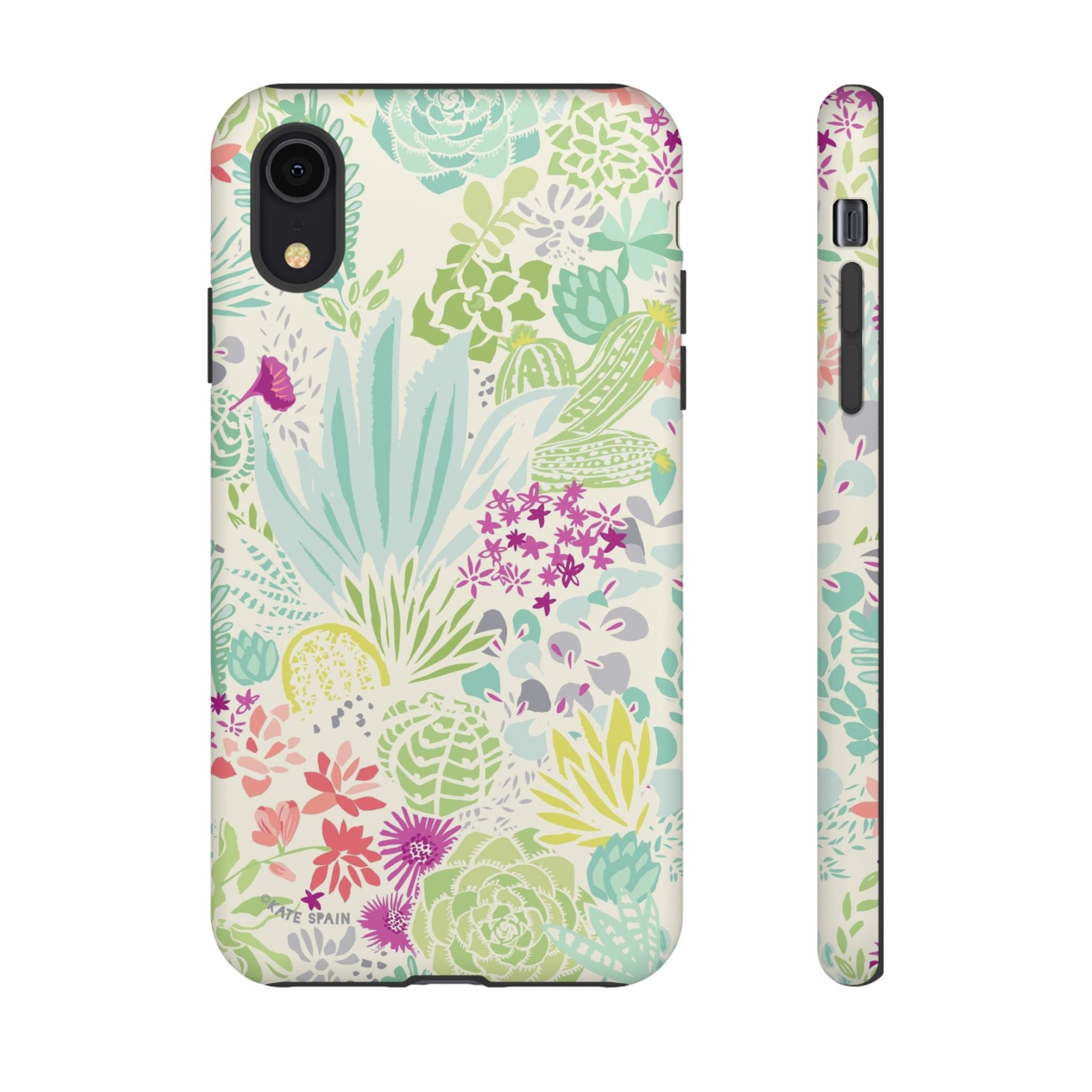 Canyon Tough iPhone XR Case – Matte | cream, sage, aqua, mauve, fuschia botanical succulent print