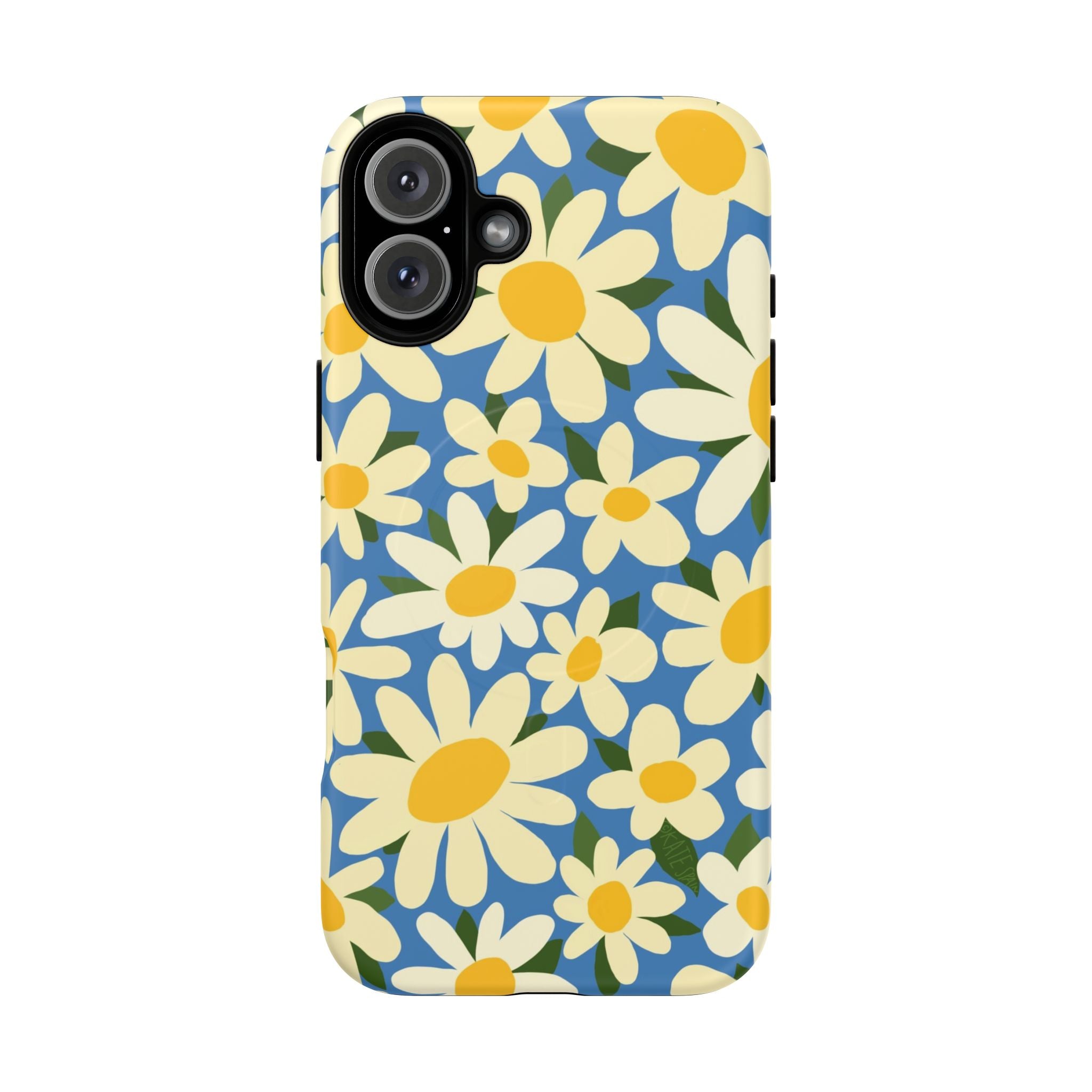 Shasta Daisy MagSafe iPhone 16 Plus Case – Matte | blue, cream, yellow daisy floral print