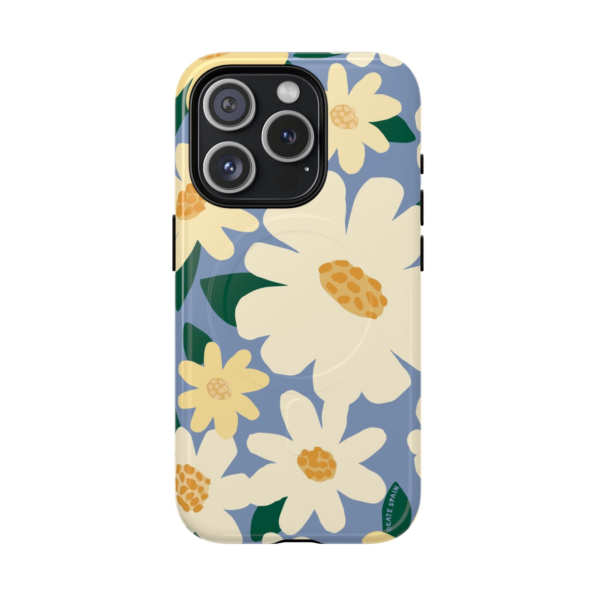 Chamomile MagSafe iPhone 15 Case – Matte | periwinkle, cream, yellow botanical daisy floral print