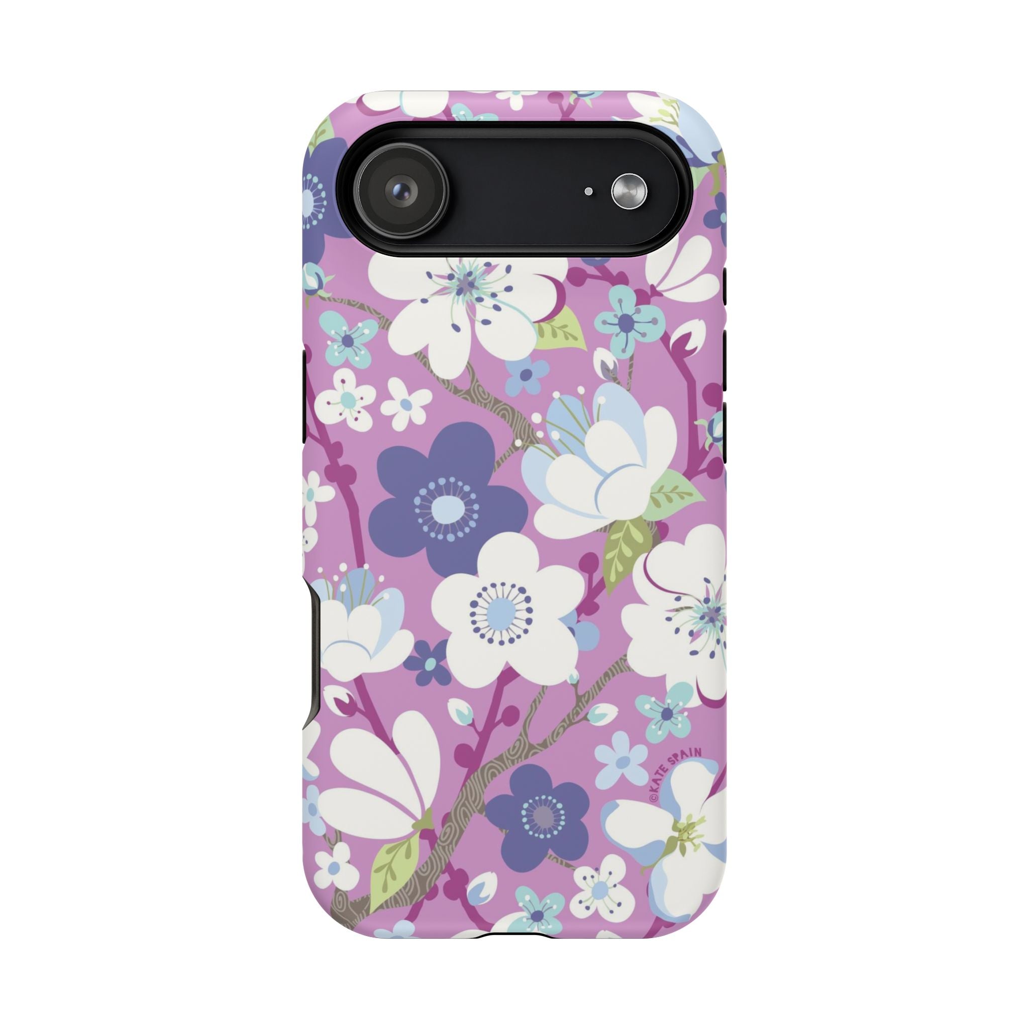 Luxury Cherry Blossom MagSafe iPhone 17 Air Case – Matte | mauve, purple, blue, white cherry blossom print