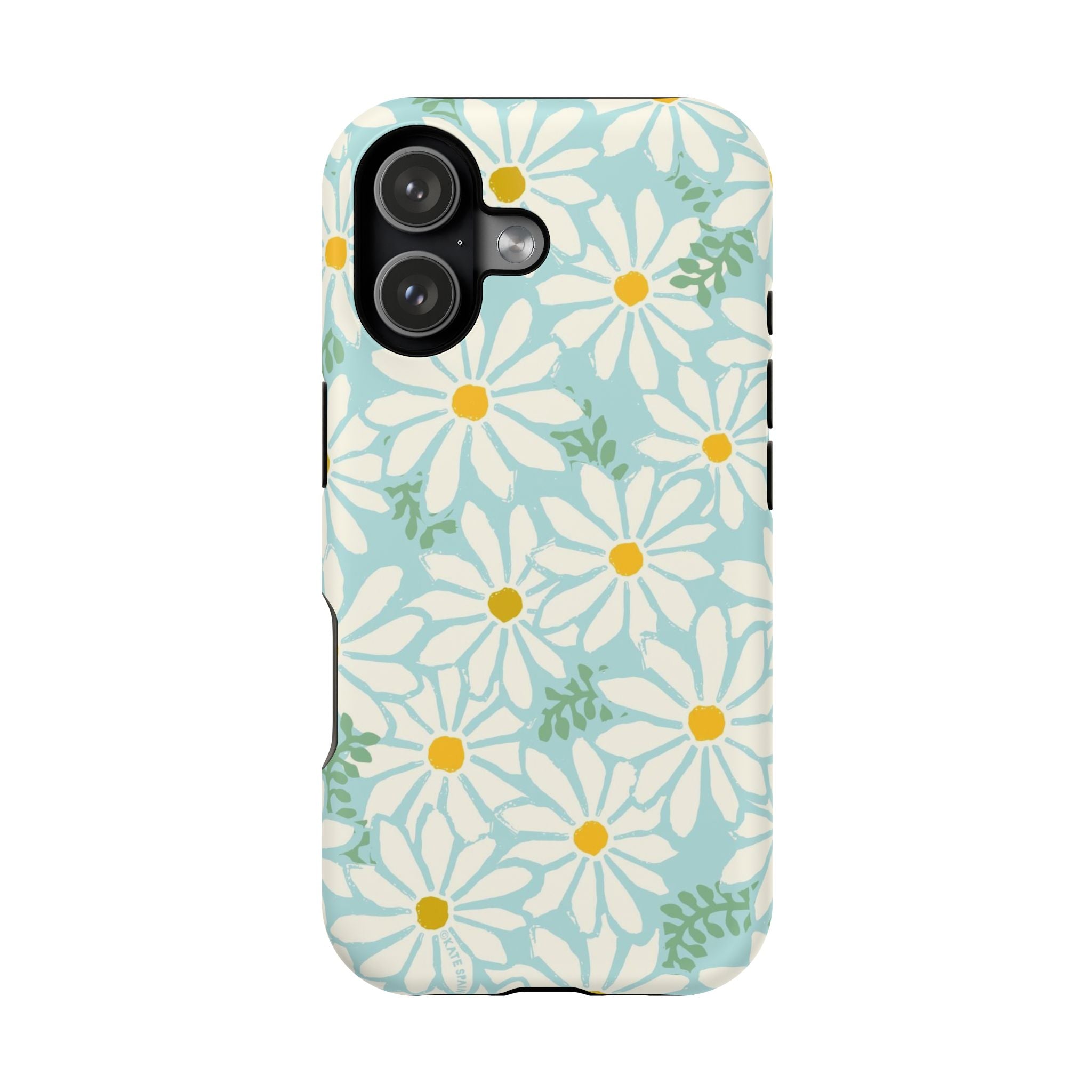 Daisies MagSafe iPhone 17 Case – Matte | white, yellow, aqua watercolor daisy print