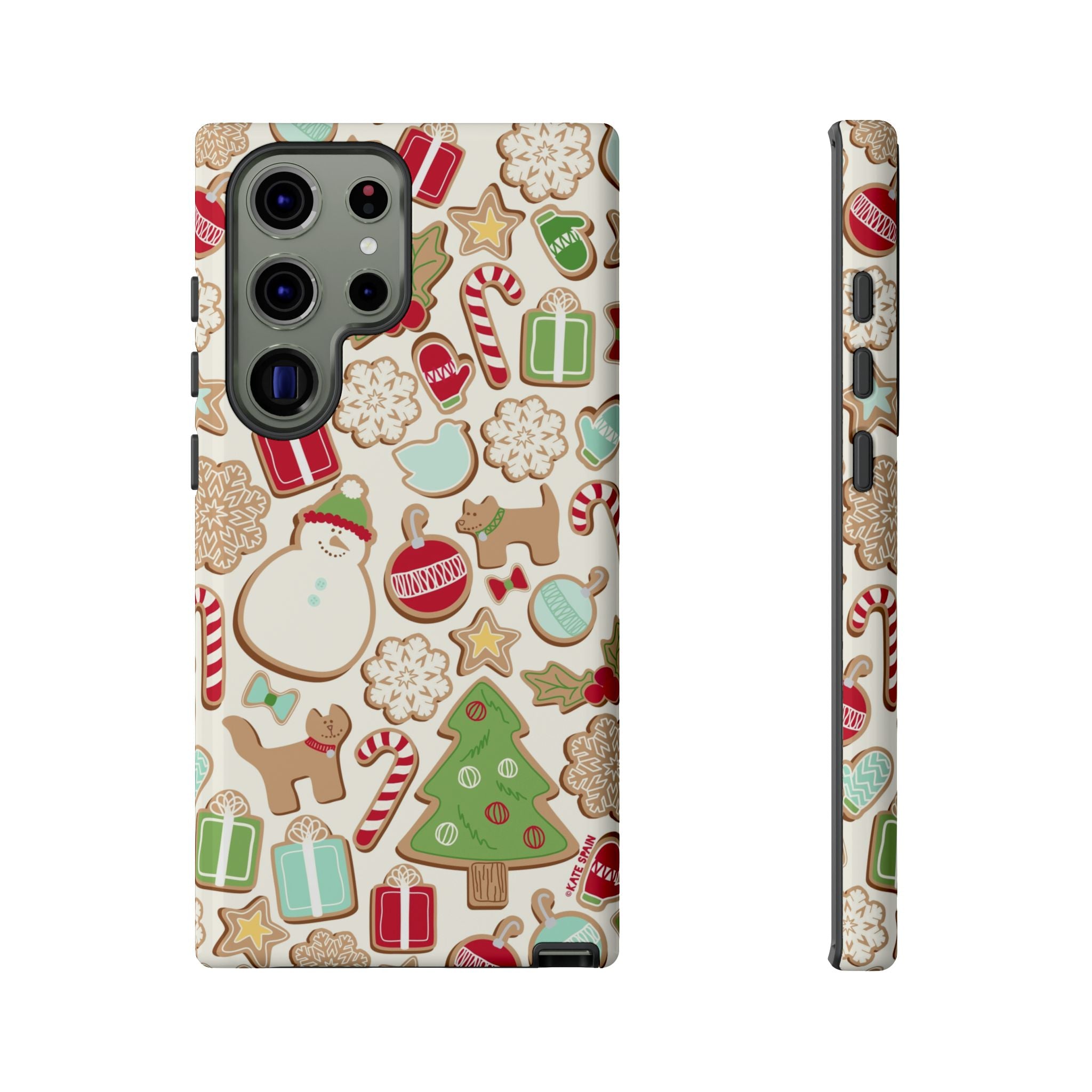 Gingerbread Cookies Samsung Galaxy S24 Case – Glossy | cream, red, green gingerbread holiday cookie print