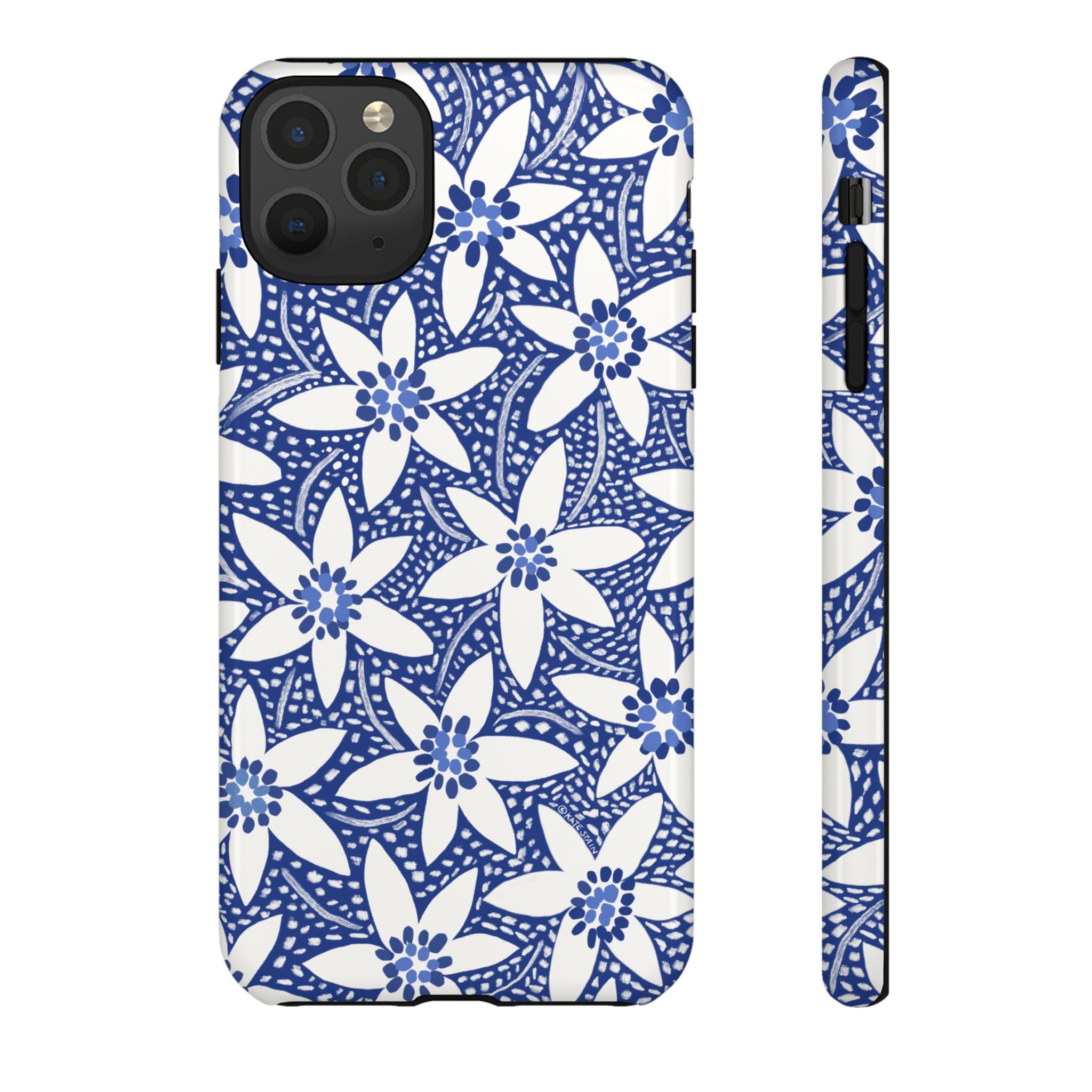 Starflower iPhone 11 Pro Max Case – Glossy | navy, white geometric starflower print