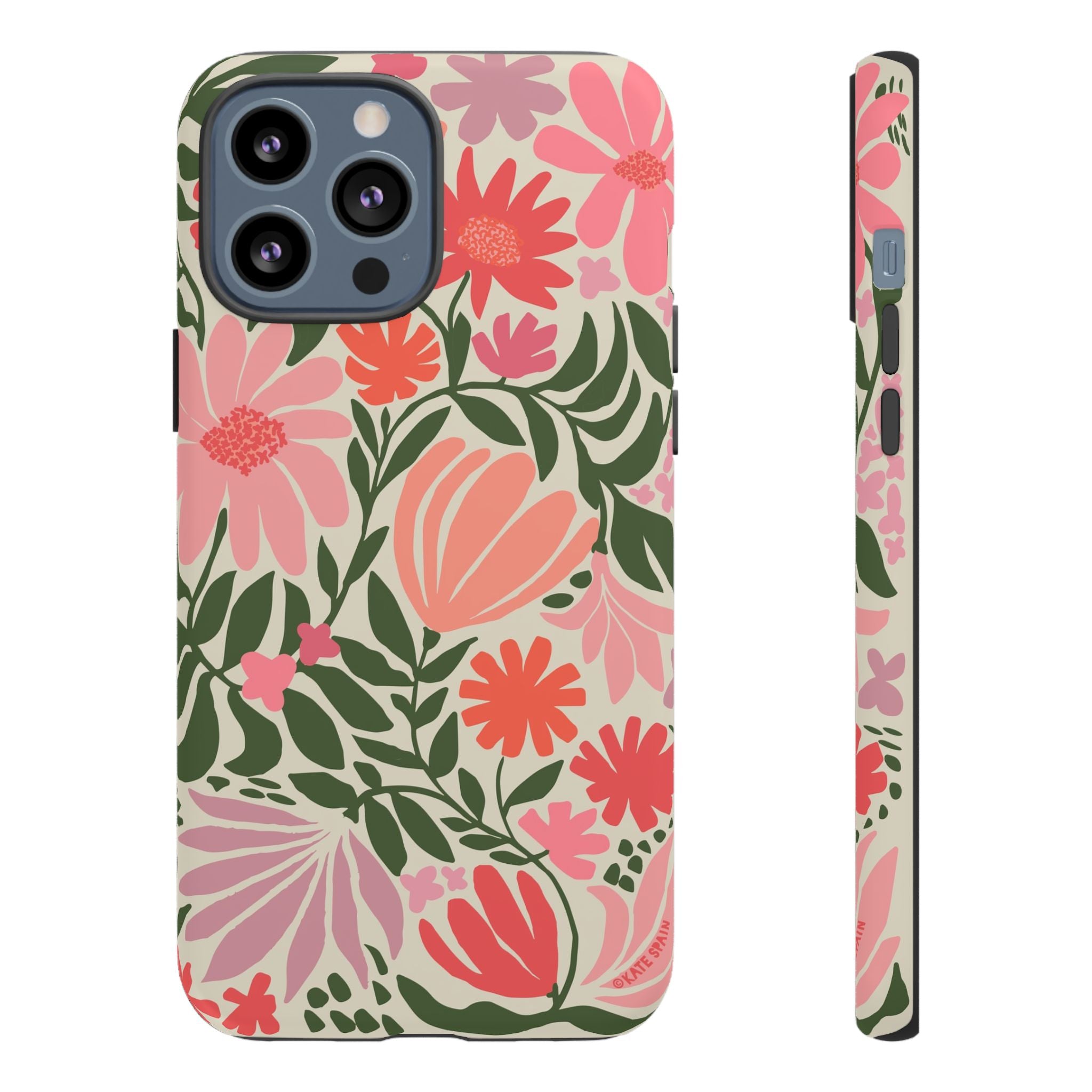 Calendula Tough iPhone 13 Pro Max Case – Matte | periwinkle, cream, teal graphic daisy floral print