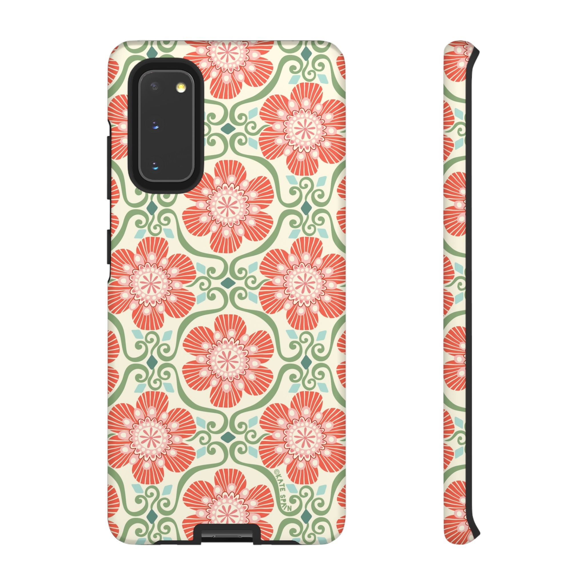 Luxury Barcelona Flowers Samsung Galaxy S20 Case – Matte | cream, coral, sage botanical floral print