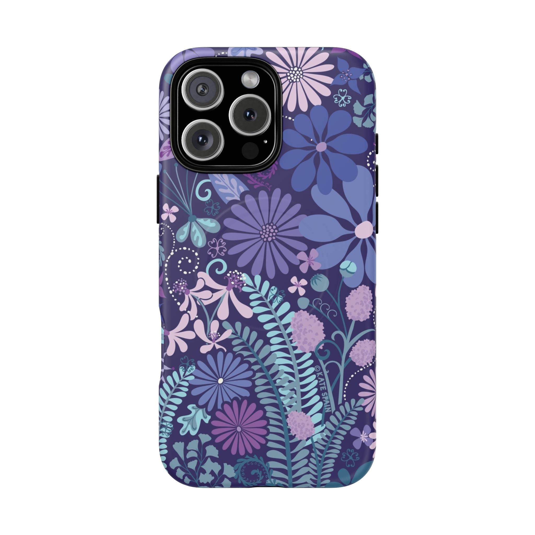 Terrain Night MagSafe iPhone 16 Pro Max Case – Matte | navy, purple, aqua botanical woodland floral print