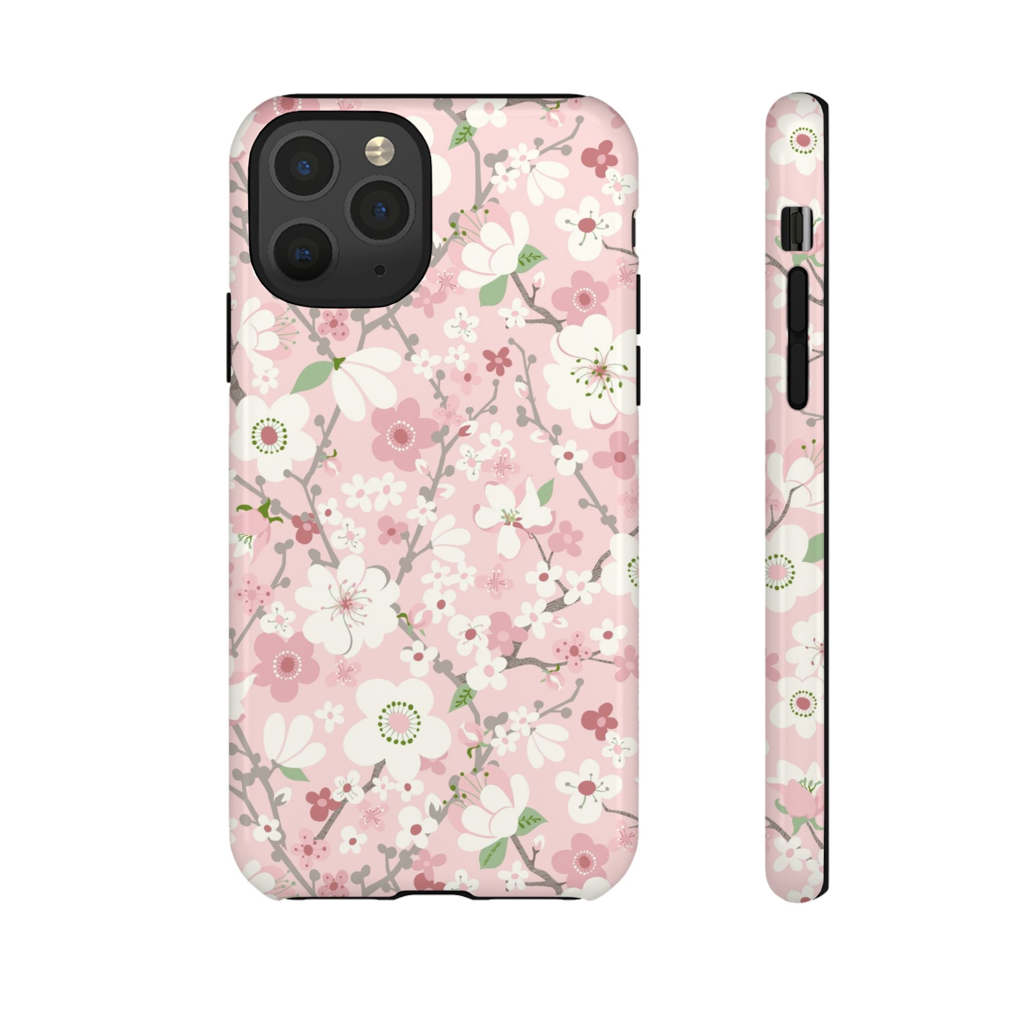 Luxury Pink Cherry Blossom Tough iPhone 11 Pro Case – Glossy | light pink, white, cherry blossom floral print