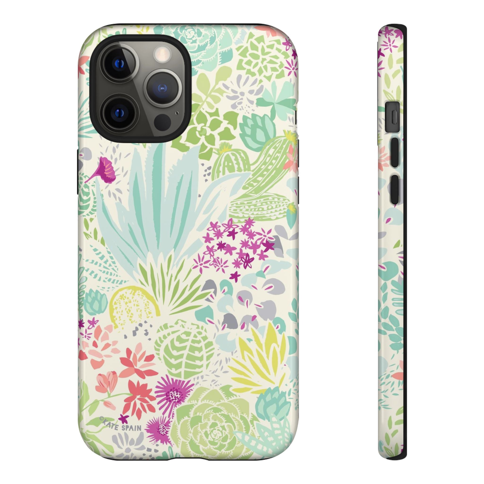 Canyon Tough iPhone 12 Pro Max Case – Glossy | cream, sage, aqua, mauve, fuschia botanical succulent print