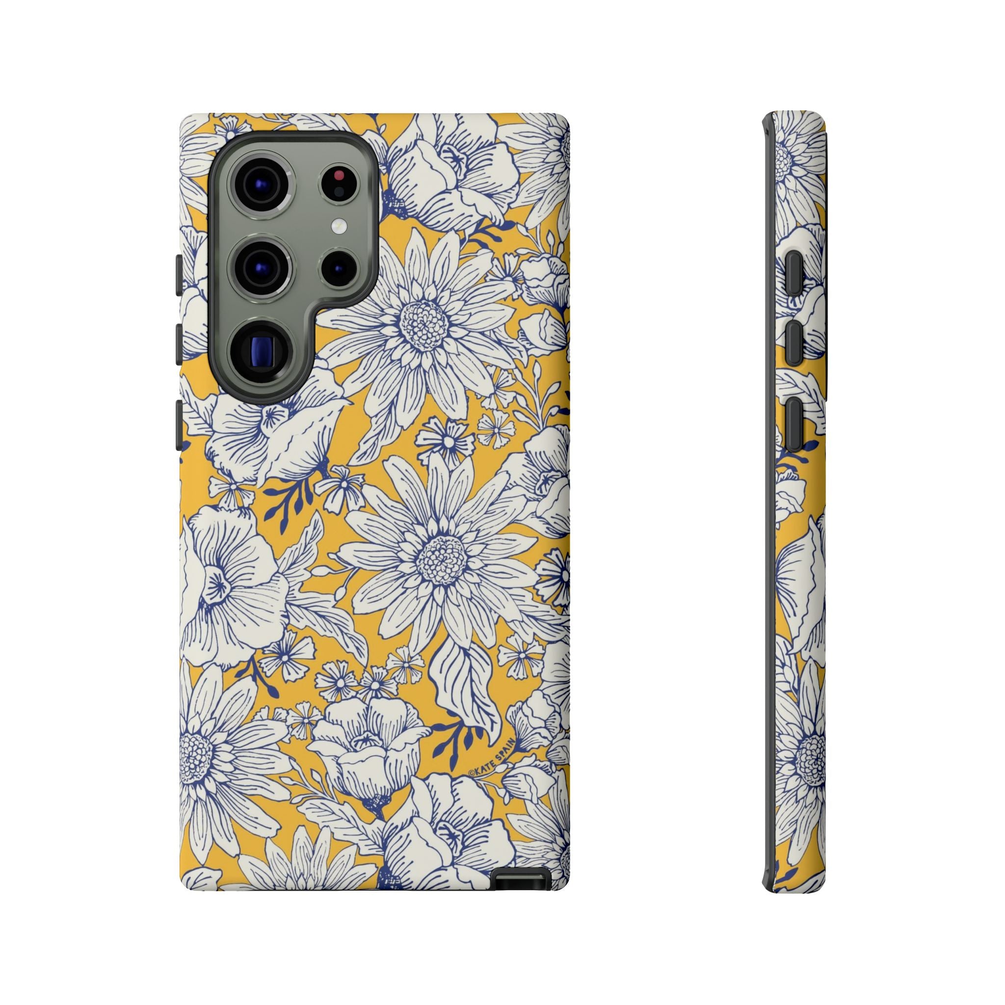 Luxury Jardin Samsung Galaxy S23 Ultra Case – Matte | yellow, cream, blue botanical floral print