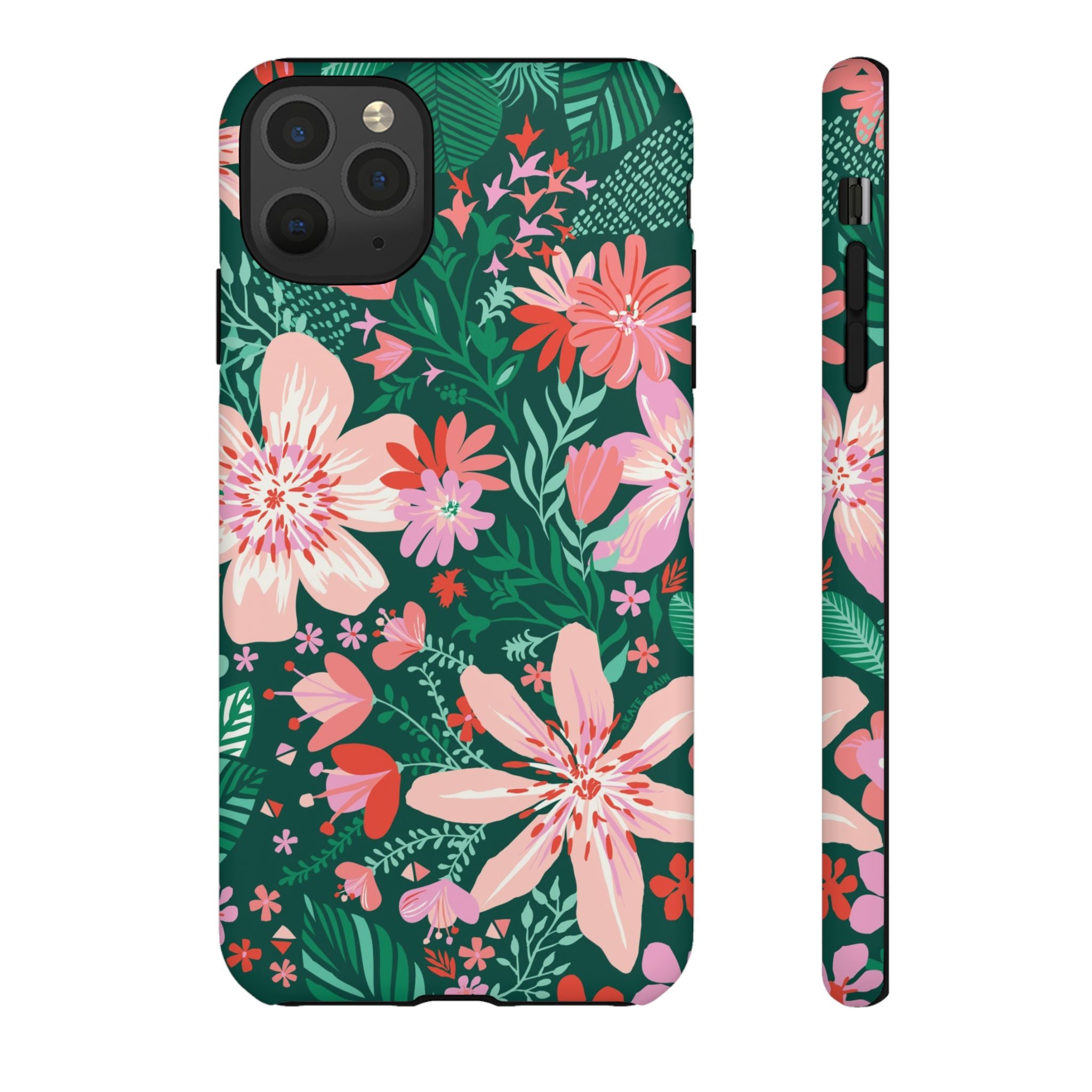 Bonaire Tough iPhone 11 Pro Max Case – Matte | jade, pink, white tropical floral botanical print