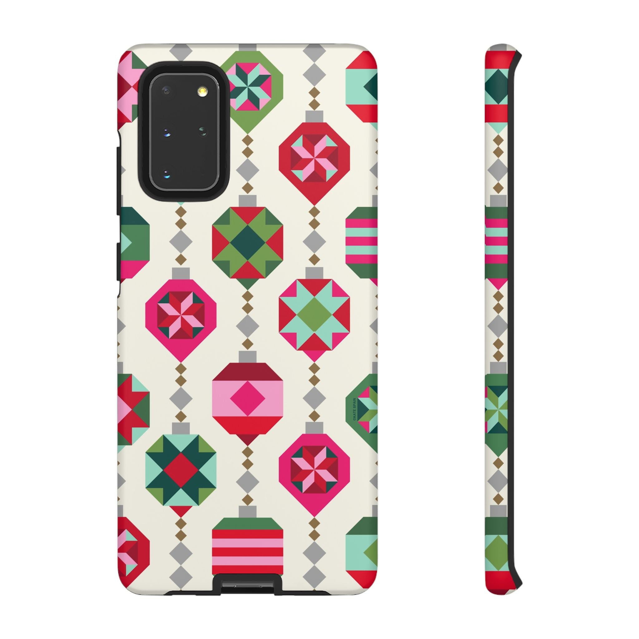 Felicity Ornaments Samsung Galaxy S20+ Case – Matte | cream, red, pink, green, mint geometric quilted ornament print