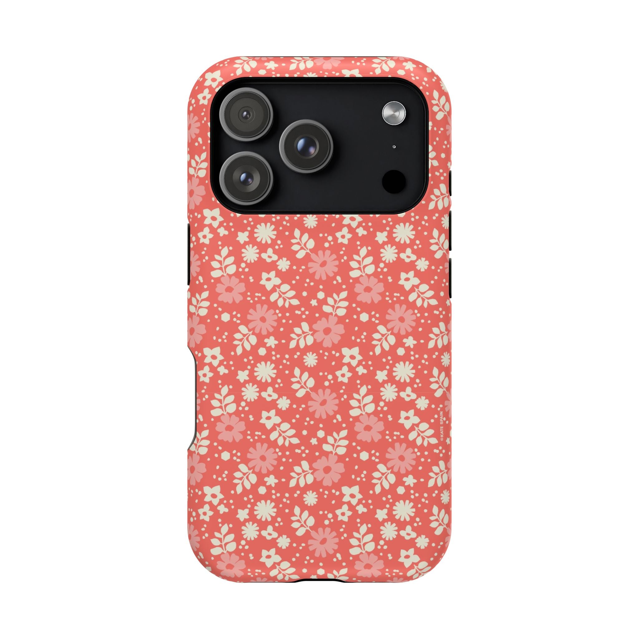 Petaline MagSafe iPhone 17 Pro Case – Matte | coral, cream, blush dainty ditsy daisy floral print