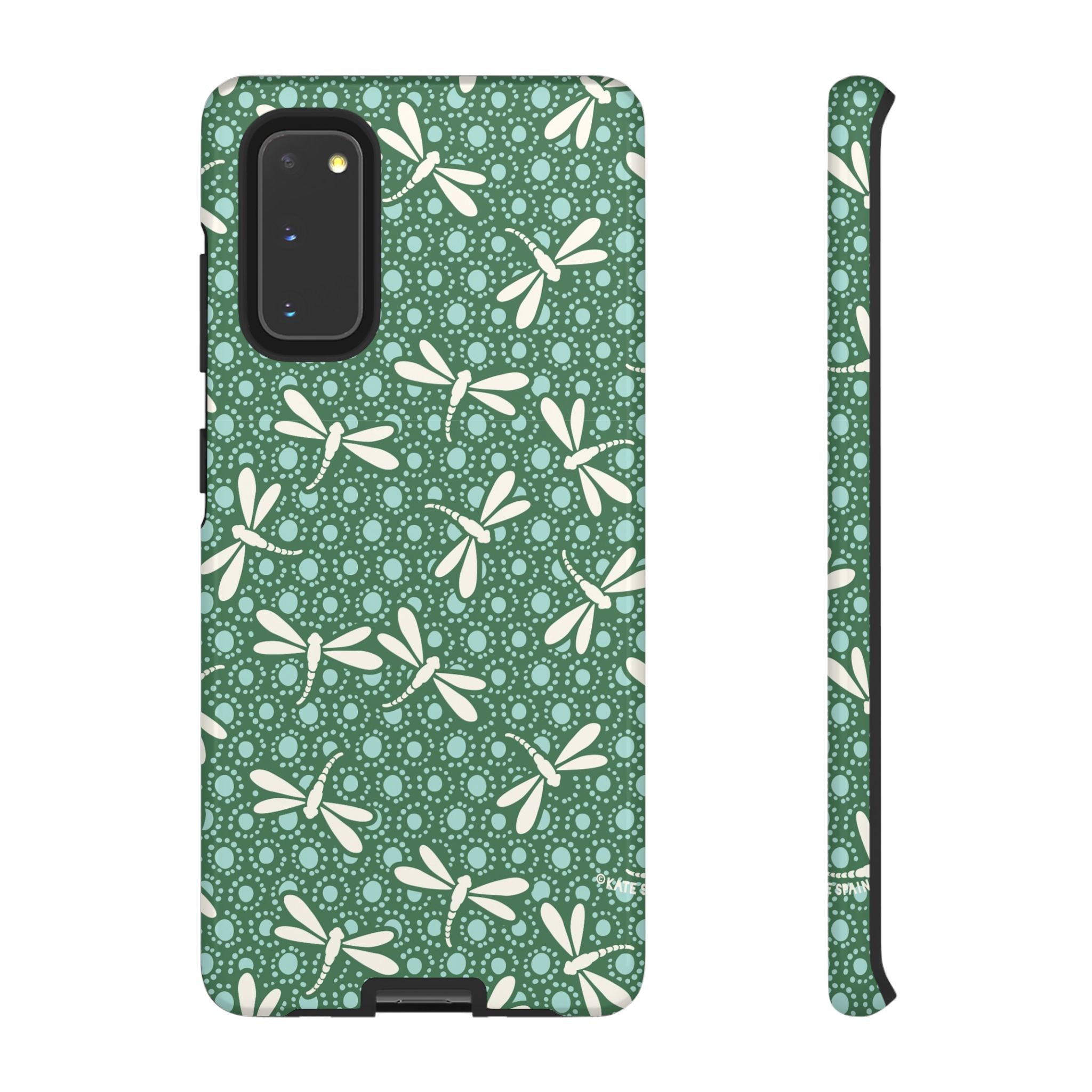 Dragonfly Samsung Galaxy S20 Case – Glossy | jade green, aqua, cream dragonfly print 