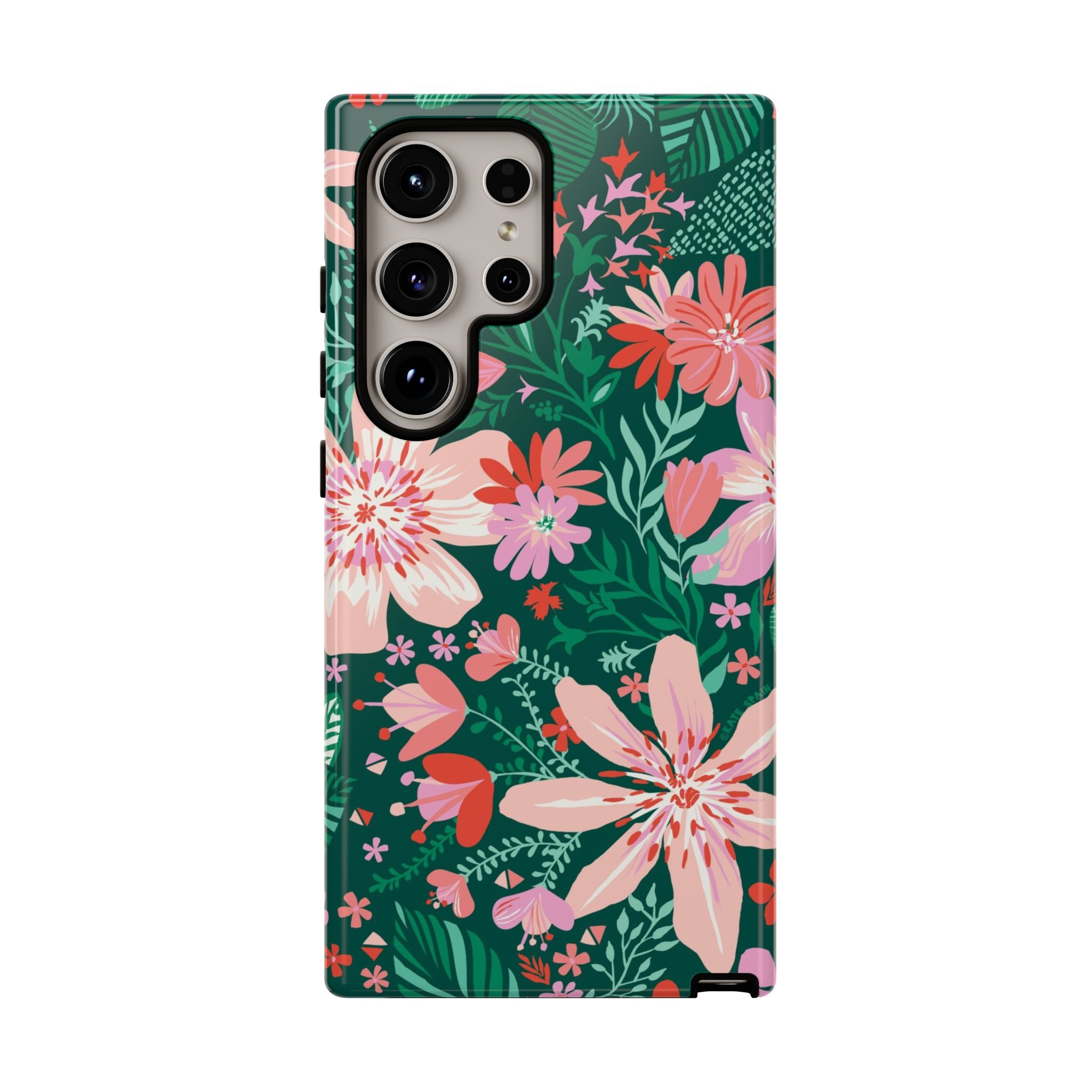 Tropical Bonaire Samsung Galaxy S24 Ultra Case – Glossy | jade, pink, white tropical floral botanical print