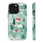 Arctica Winter Tough iPhone 13 Pro Case – Matte | aqua, evergreen, white, animal frolic winter wonderland print