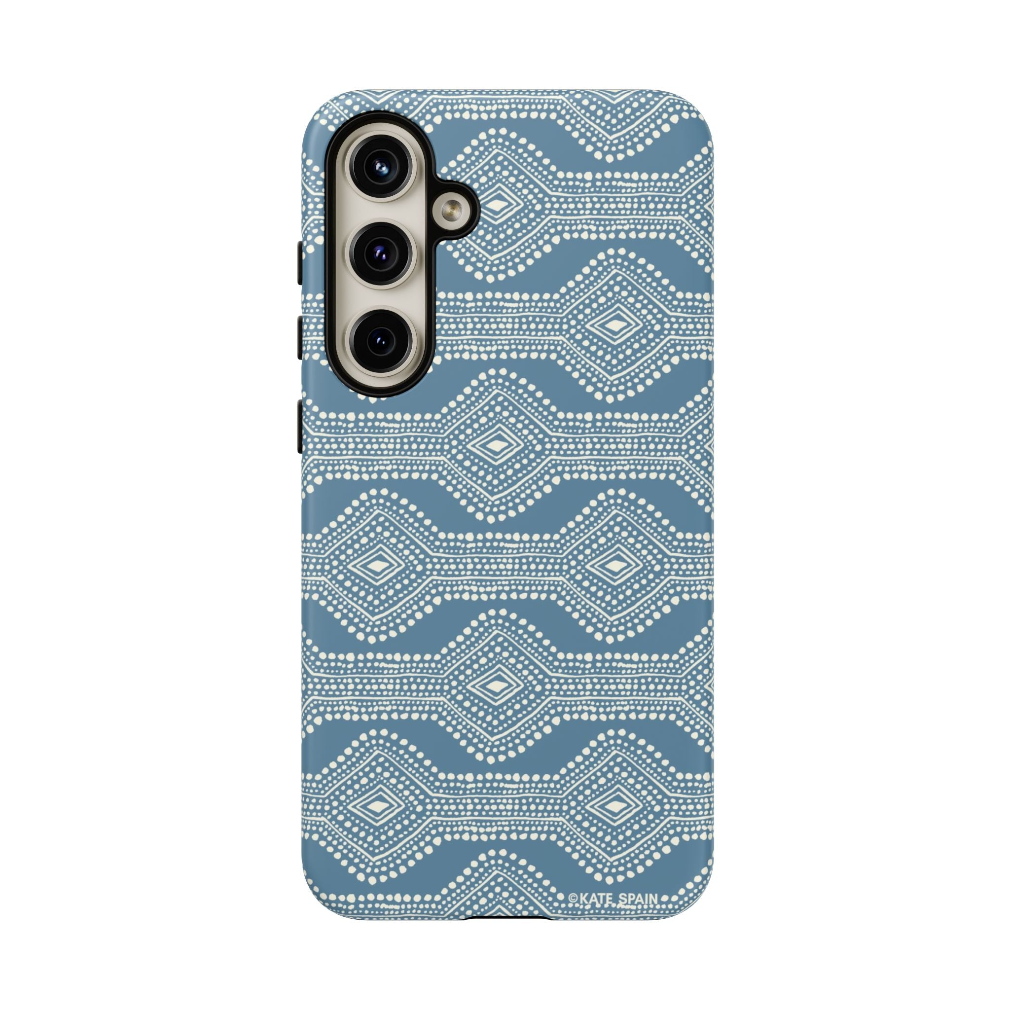 Luxury Diamond Dots Samsung Galaxy S24 Plus Case – Matte | blue, cream geometric diamond dot lattice print
