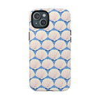 Seashells MagSafe iPhone 15 Plus Case – Glossy | periwinkle, cream, blush scallop shell print