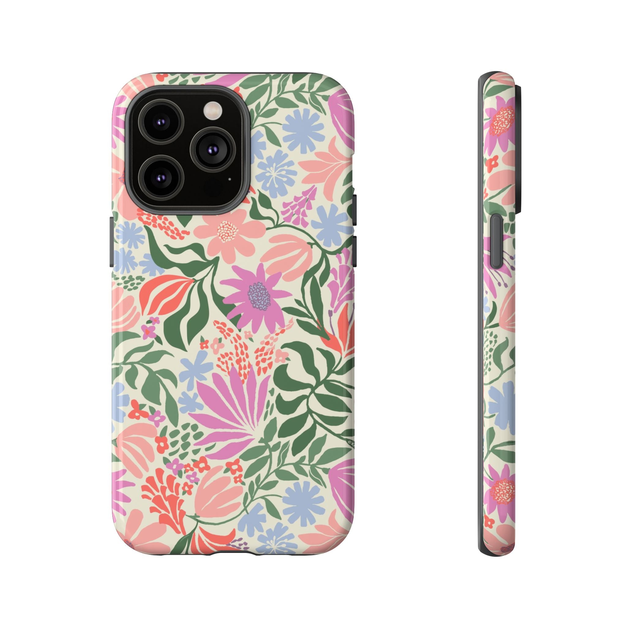 Botanica Pastel Tough iPhone 14 Pro Max Case – Glossy | blush, lavender, sage pastel botanical wildflower print