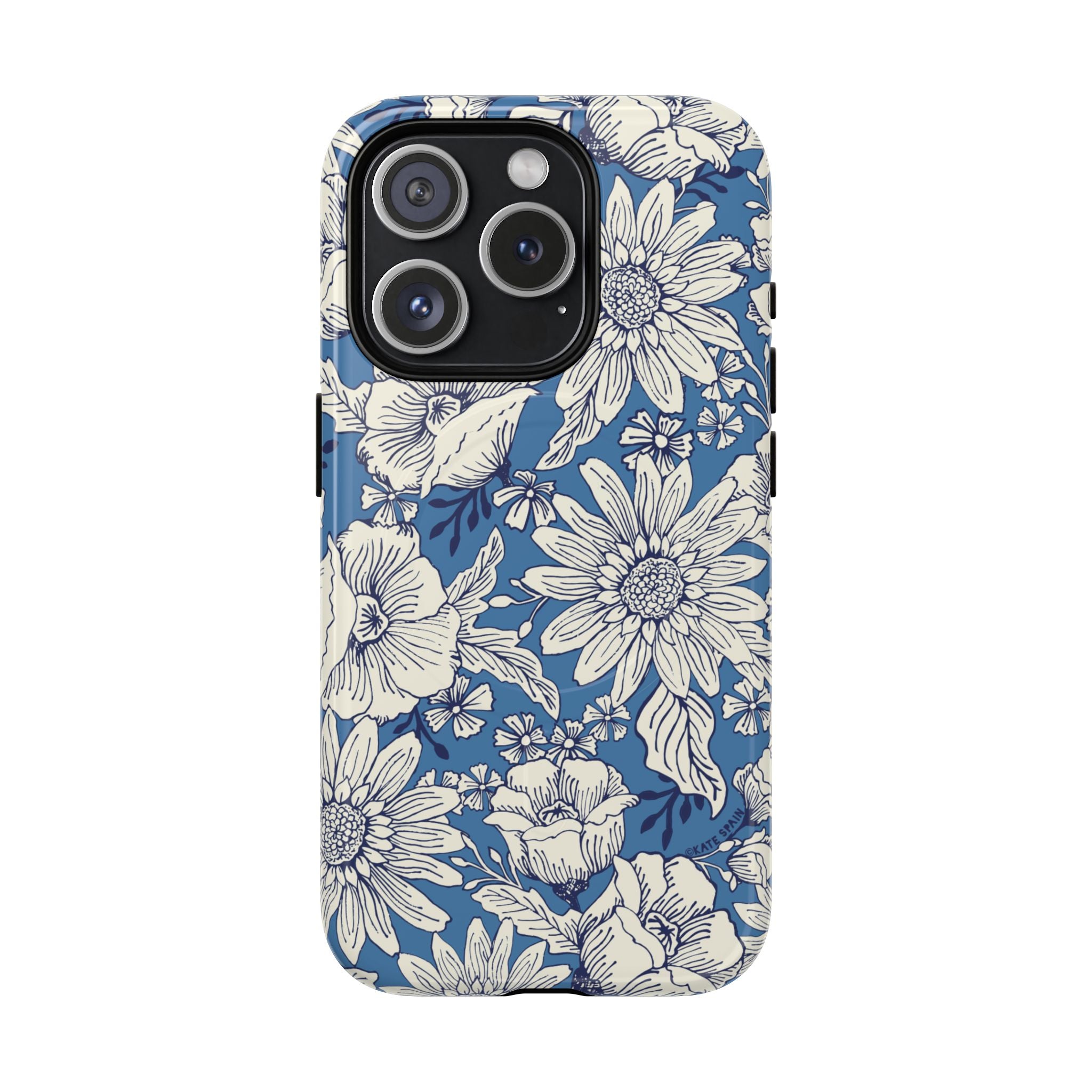 Jardin Blue MagSafe iPhone 15 Case – Matte | blue and cream botanical garden print