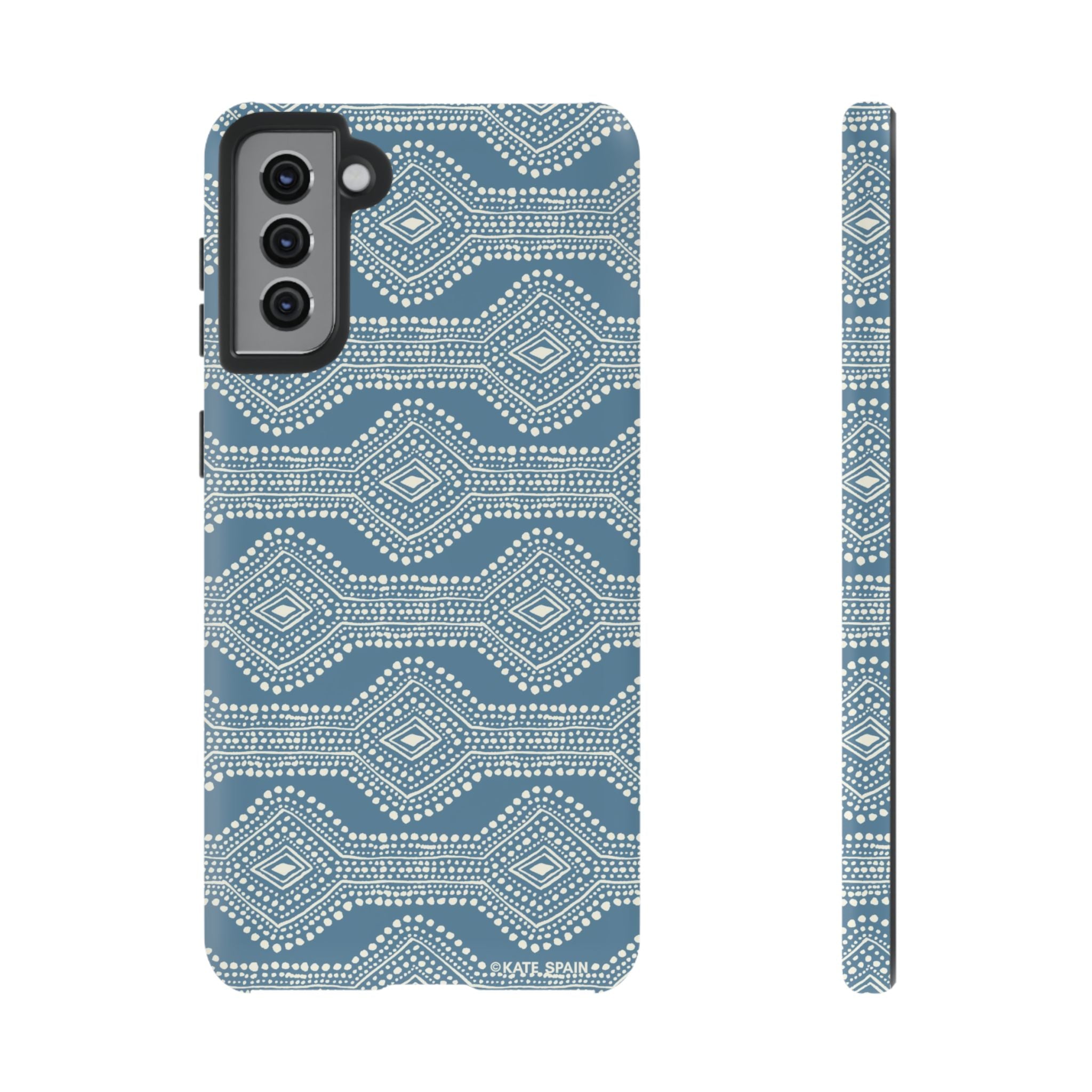 Luxury Diamond Dots Samsung Galaxy S21 Plus Case – Matte | blue, cream geometric diamond dot lattice print