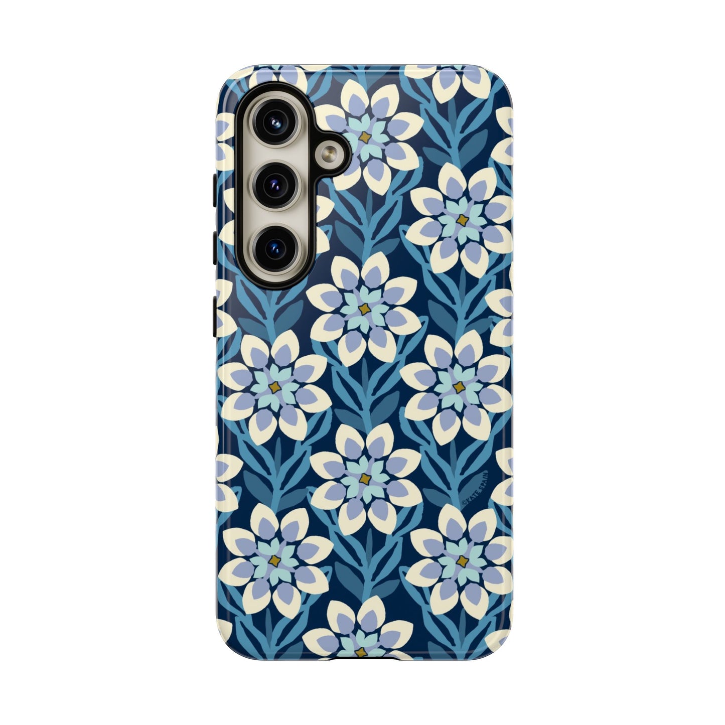 Modern Dahlia Samsung Case - Navy Allover Pattern