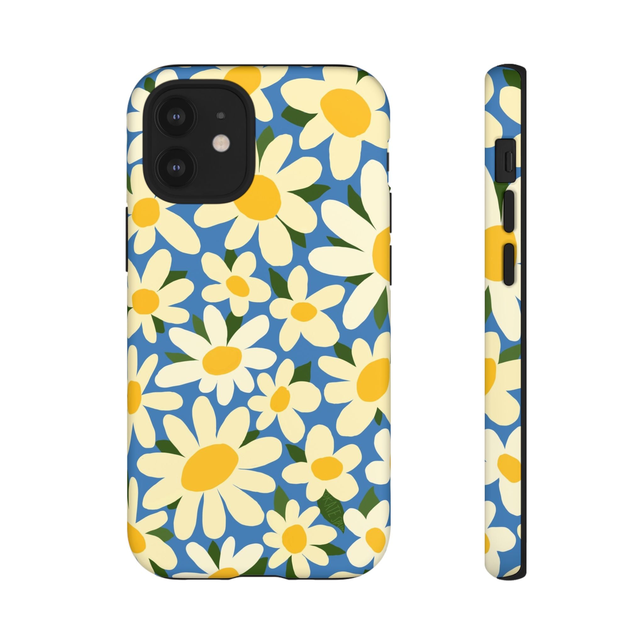 Shasta Daisy Tough iPhone 12 Mini Case – Matte | blue, cream, yellow daisy floral print