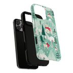 Arctica Winter Tough iPhone 16 Pro Max Case – dual-layer construction detail | aqua, evergreen, white, animal frolic winter wonderland print