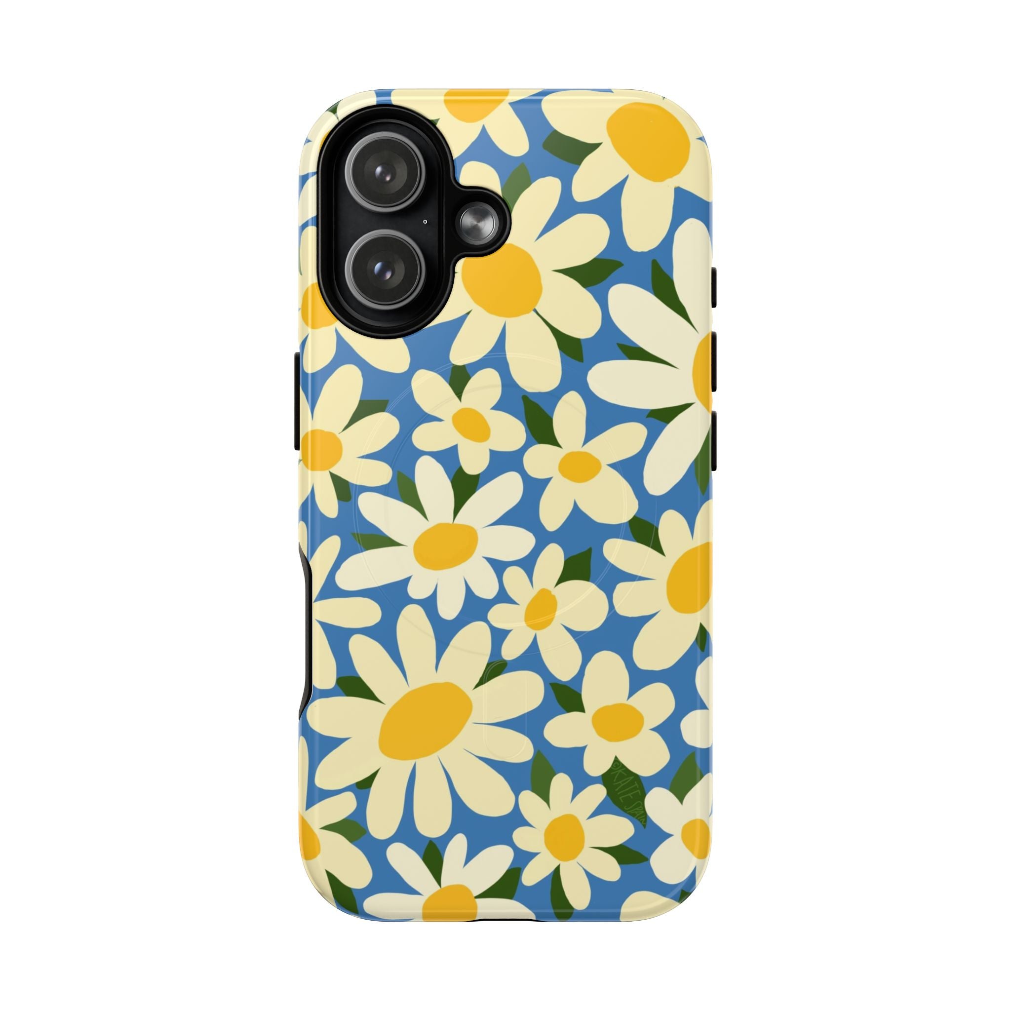 Shasta Daisy MagSafe iPhone 17 Case – Glossy | blue, cream, yellow daisy floral print