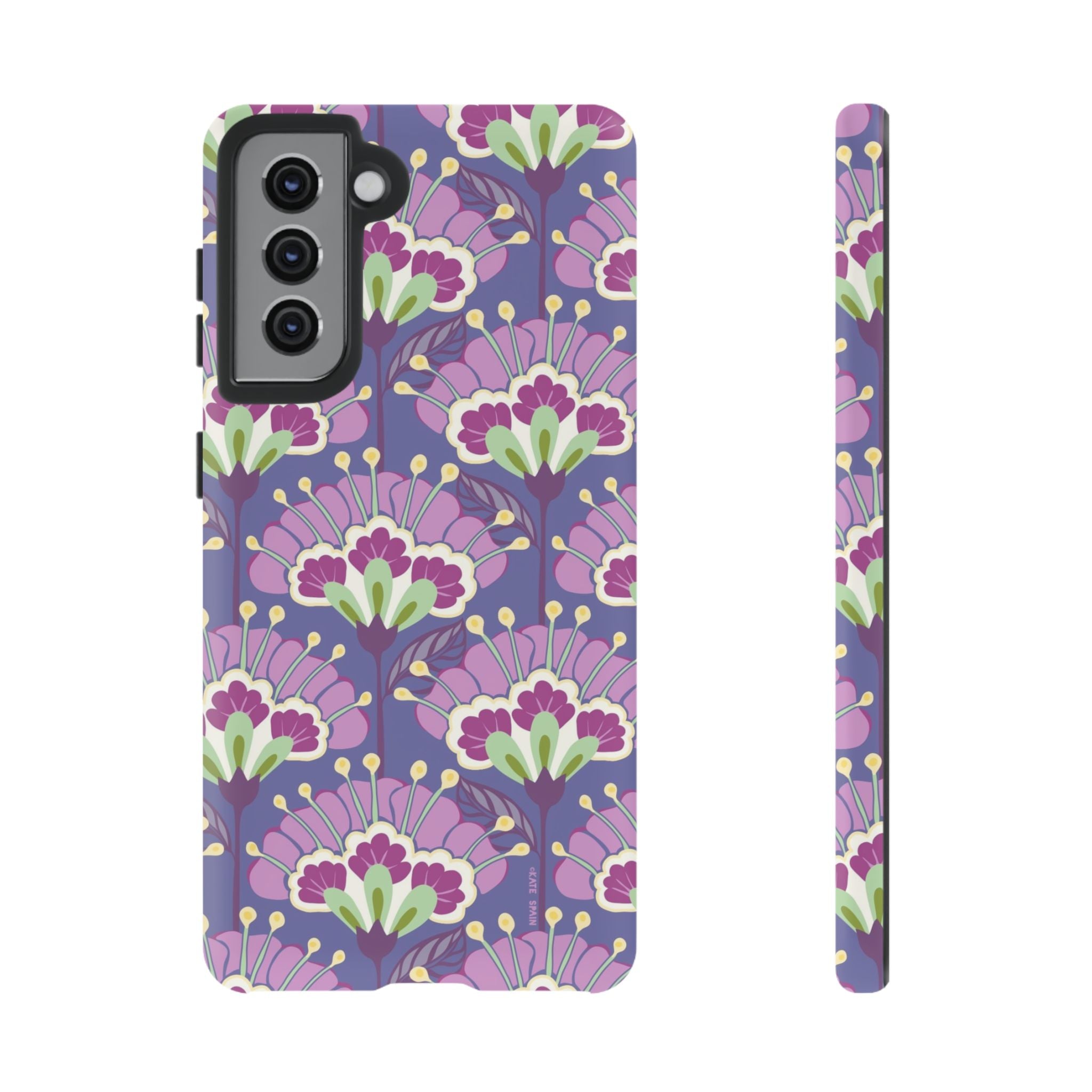 Luxury Lantern Flower Samsung Galaxy S21 Case – Matte | mauve, purple, lime green floral print