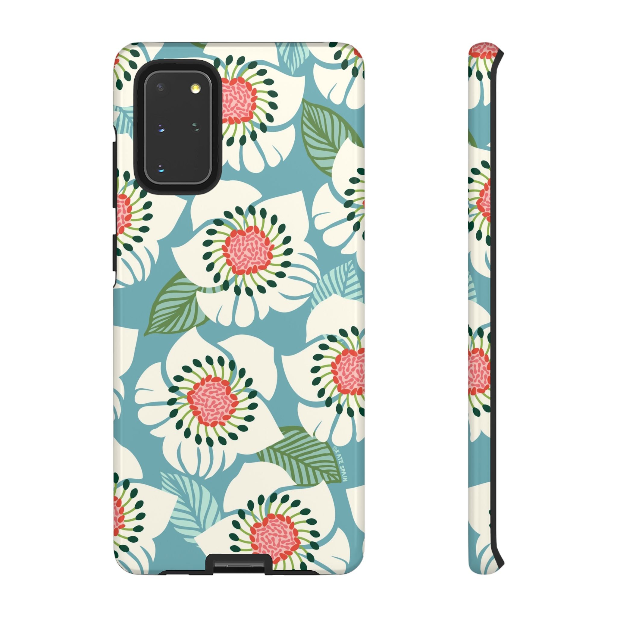 Artistic Panache Samsung Galaxy S20+ Case – Glossy | sky blue, pale cream, pink anemone floral print