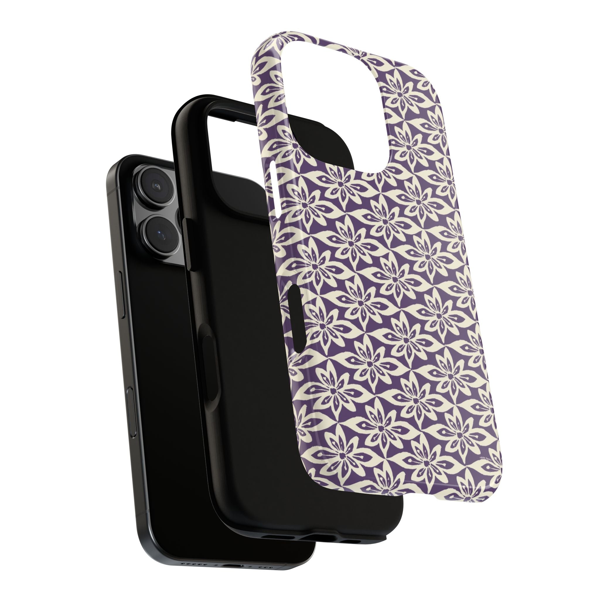 Lily Plum iPhone 16 Pro Max Case – Glossy | dual-layer construction detail — tough botanical phone case by Kate Spain