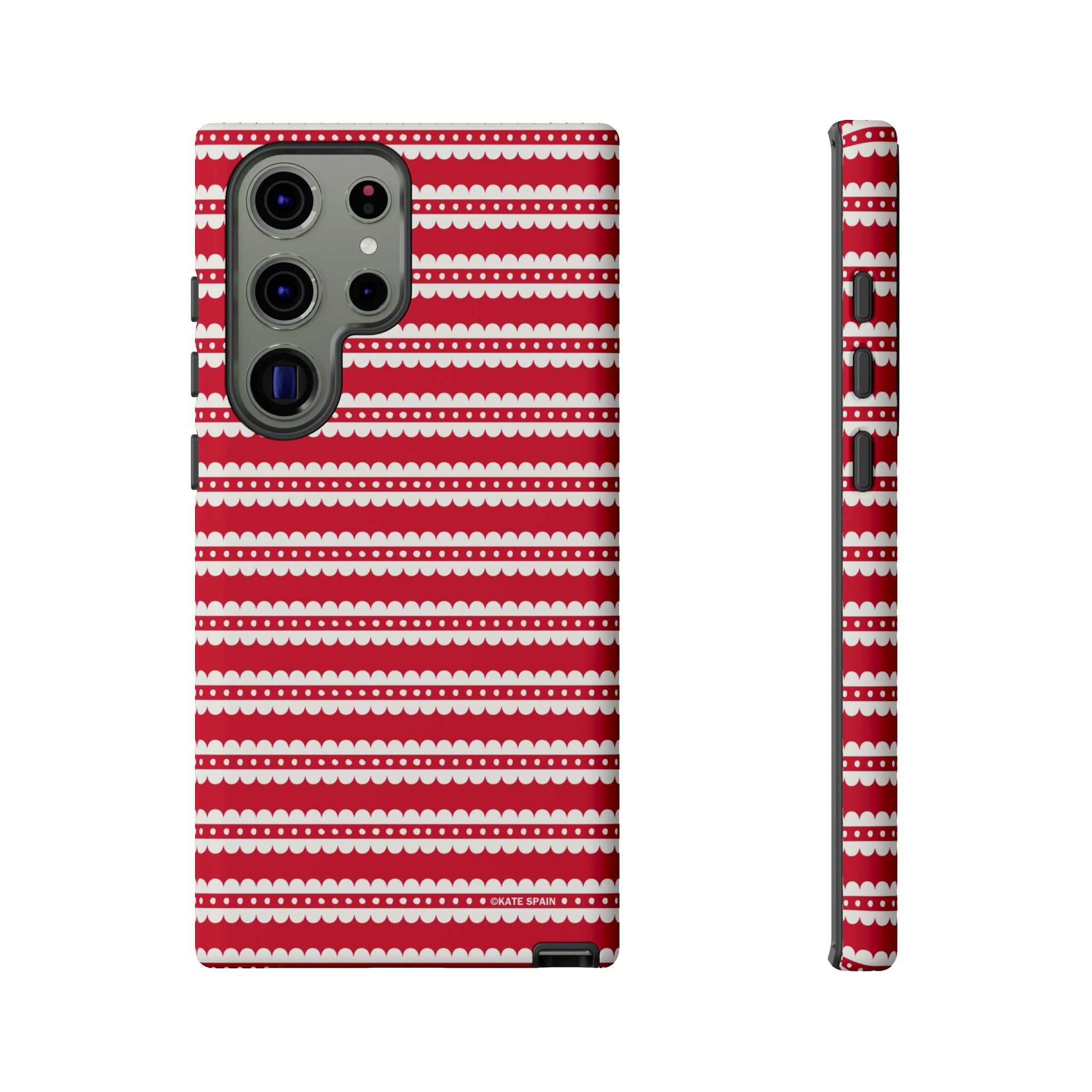 Candy Cane Stripe Samsung Galaxy S23 Ultra Case – Matte | red, cream scalloped candy cane stripe print