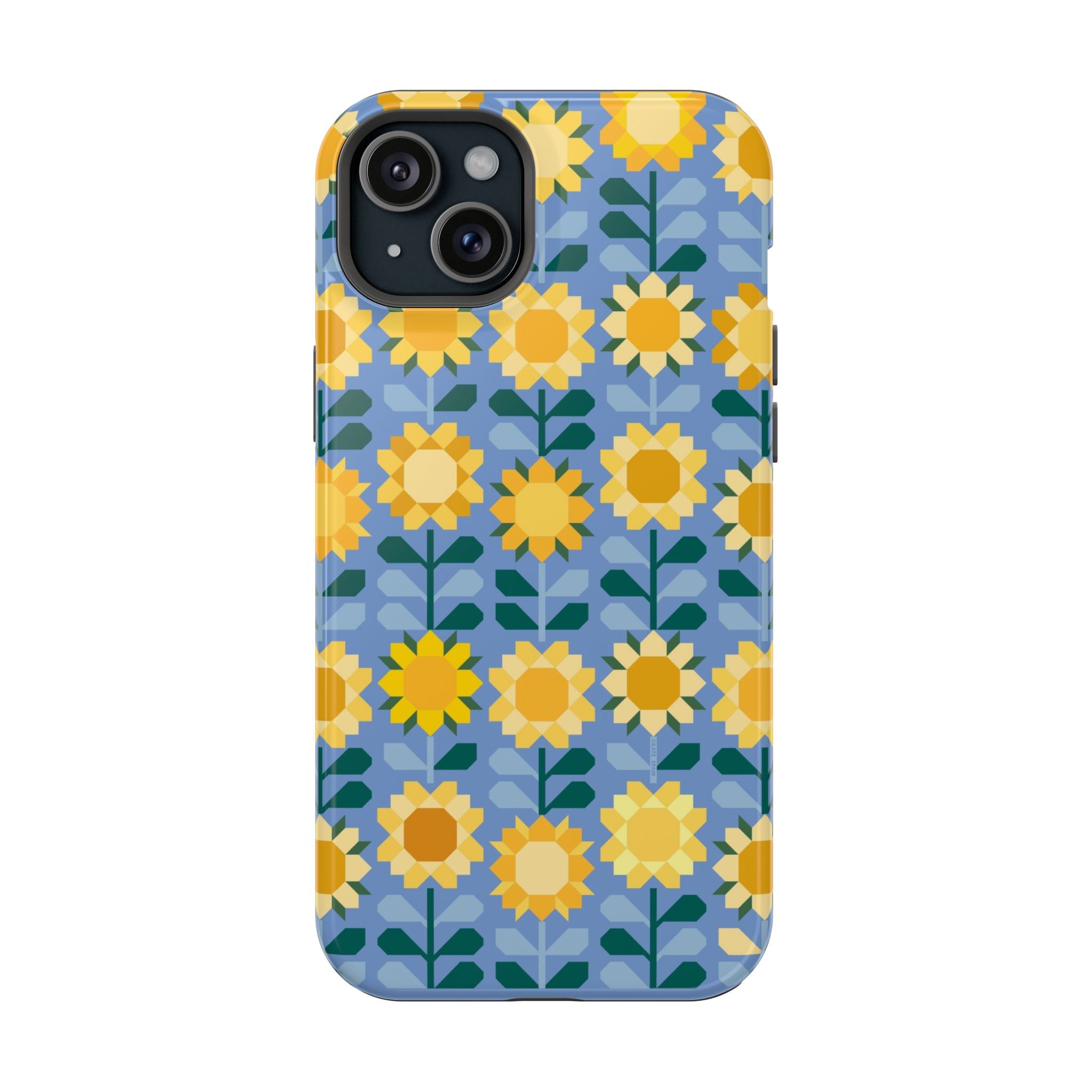 Sunflowers MagSafe tough case for iPhone 15 Plus - glossy vibrant yellow sunflower design