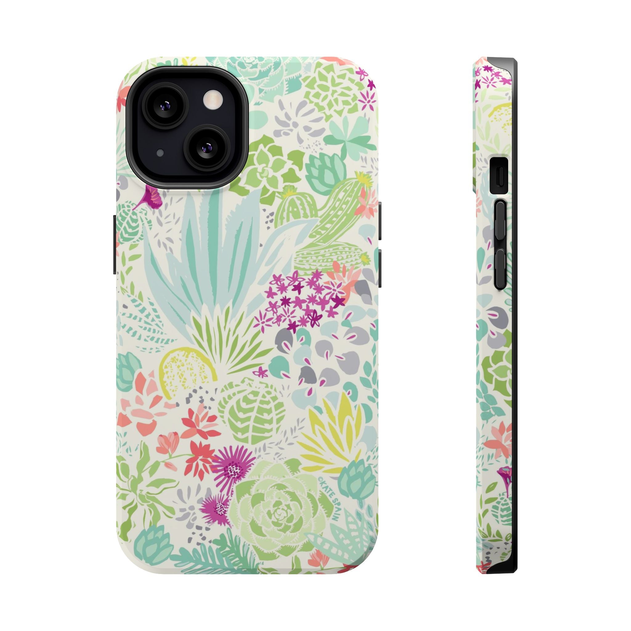 Canyon MagSafe iPhone 13 Case – Matte | aqua, coral, purple, sage green succulent and cactus print