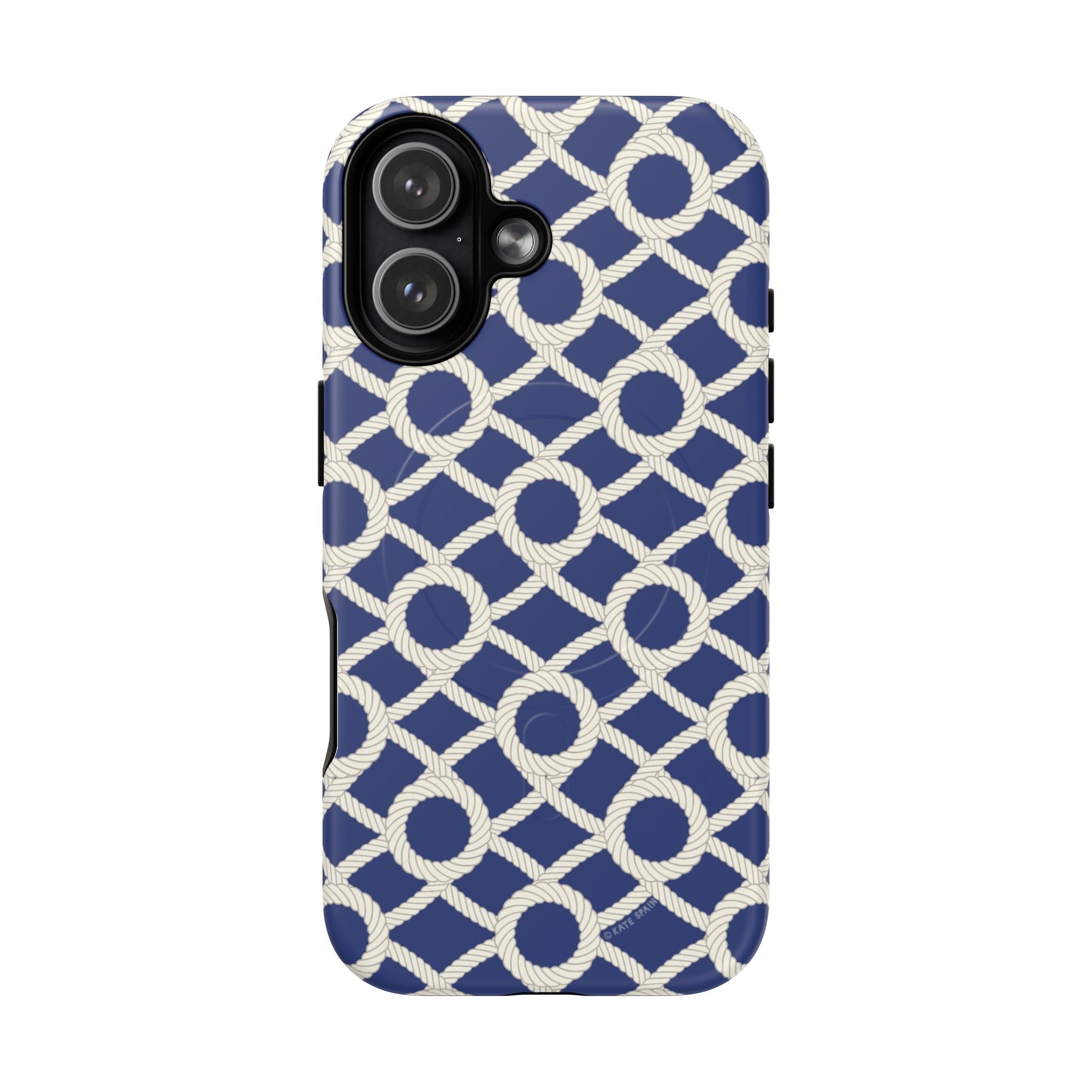 Sailor's Knot MagSafe iPhone 17 Case – Matte | cream, navy nautical print