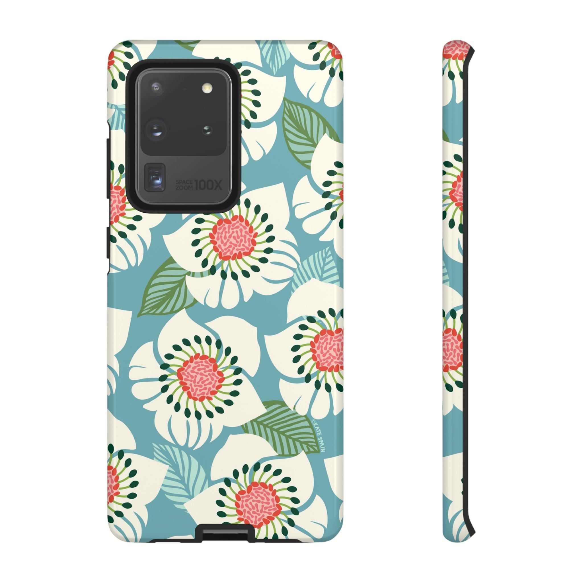 Artistic Panache Samsung Galaxy S20 Ultra Case – Glossy | sky blue, pale cream, pink anemone floral print