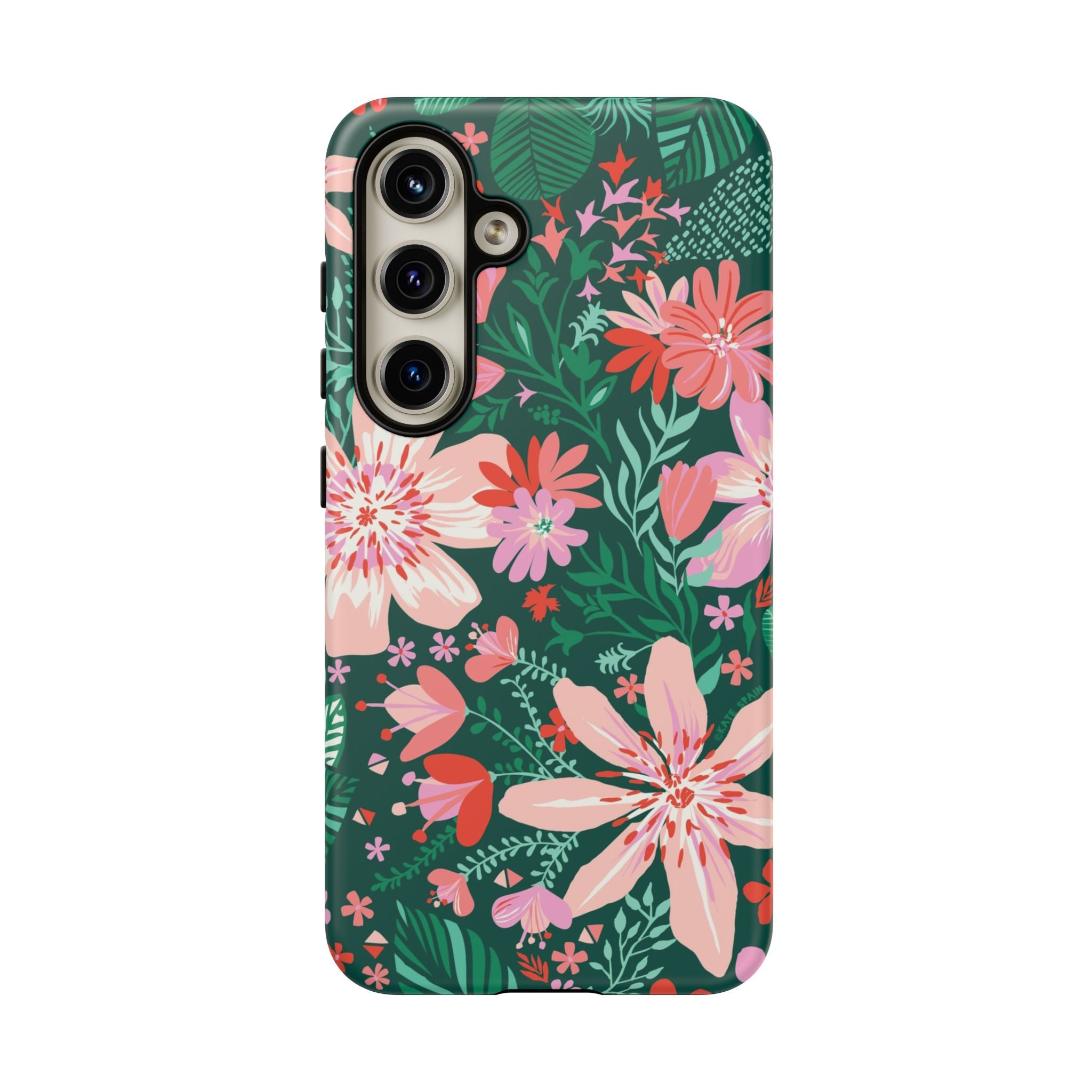Tropical Bonaire Samsung Galaxy S24 Case – Matte | jade, pink, white tropical floral botanical print