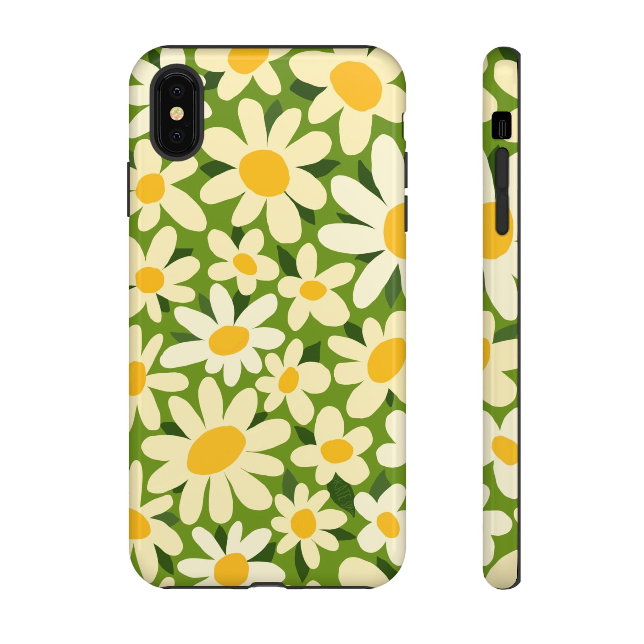 Shasta Daisy Tough iPhone XS Max Case – Glossy | green, white, yellow daisy floral print