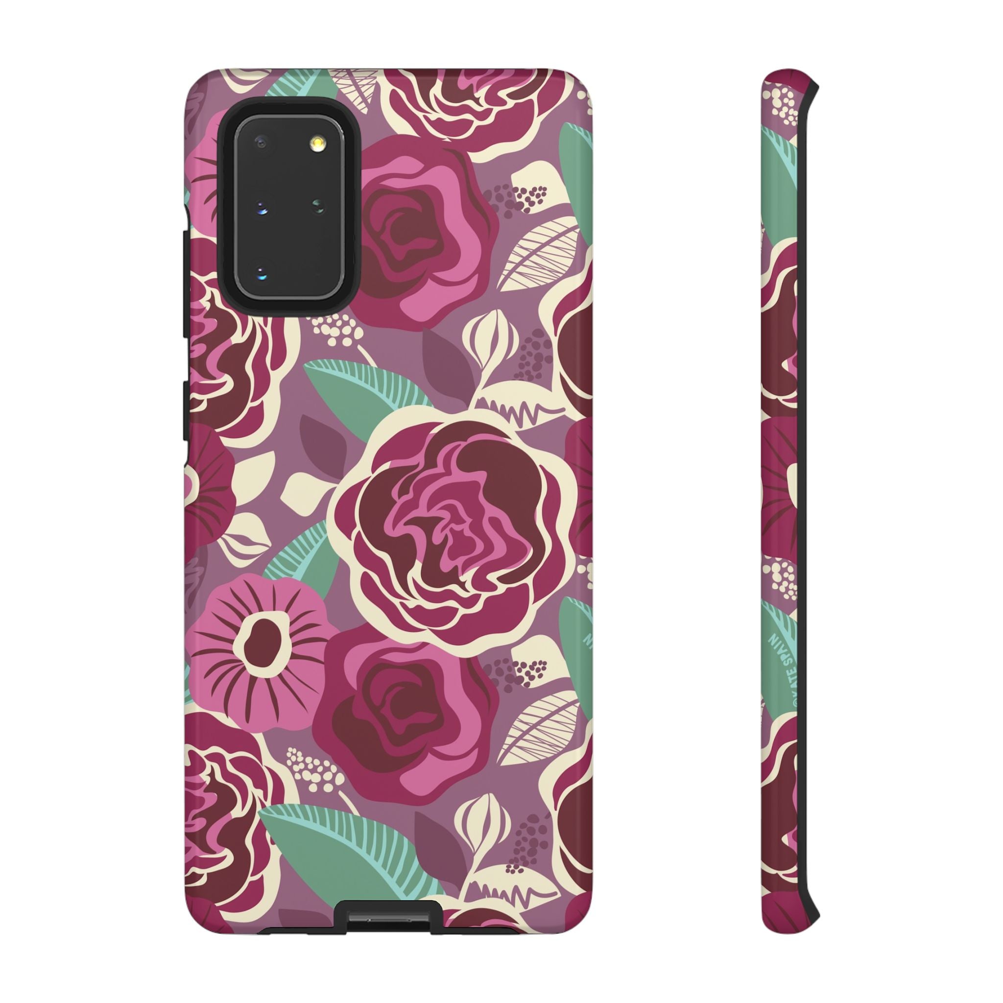 Luxury Tea Rose Burgundy Samsung Galaxy S20+ Case – Glossy | burgundy, magenta, plum botanical rose floral print