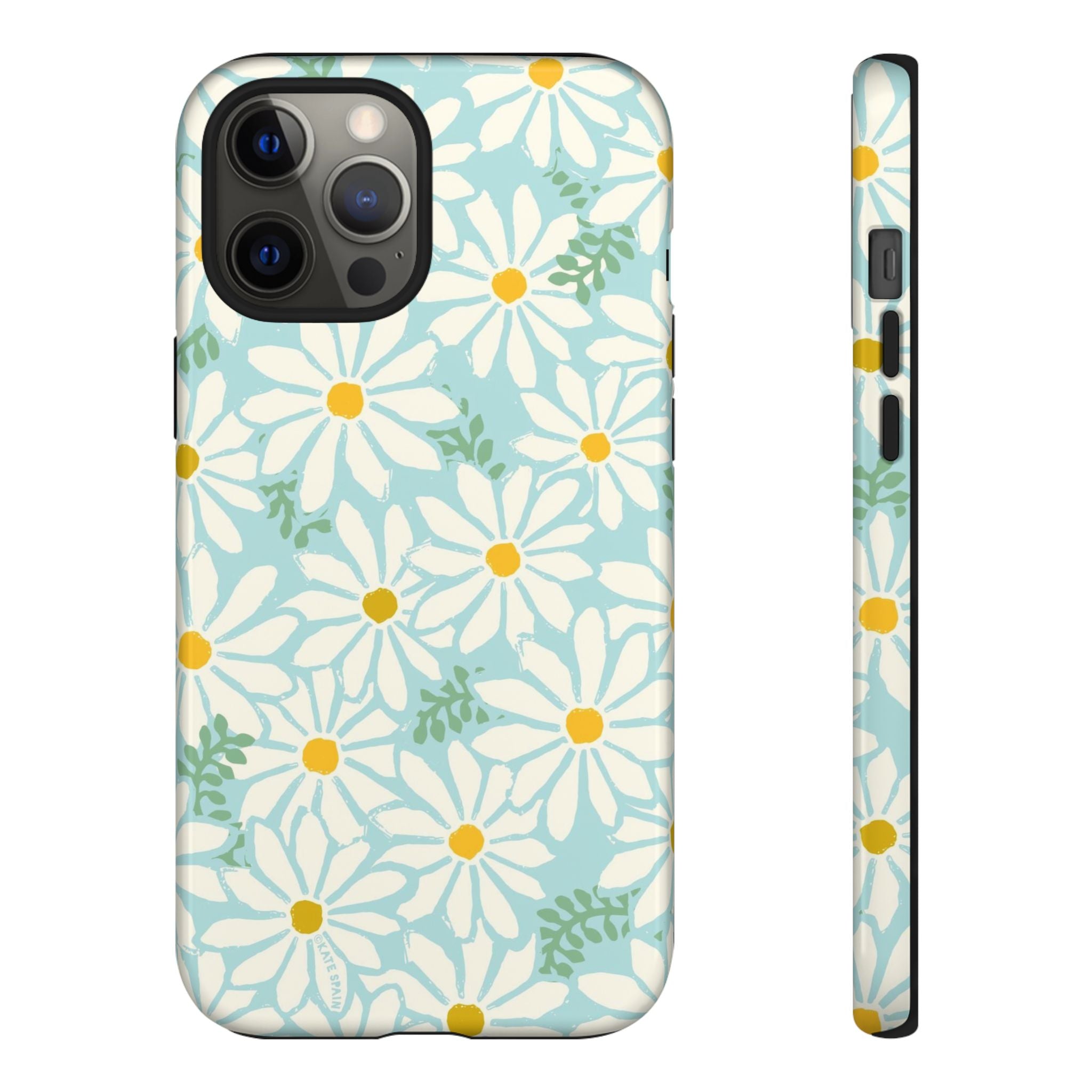 Daisies Tough iPhone 12 Pro Max Case – Glossy | mint, white, yellow botanical daisy floral print