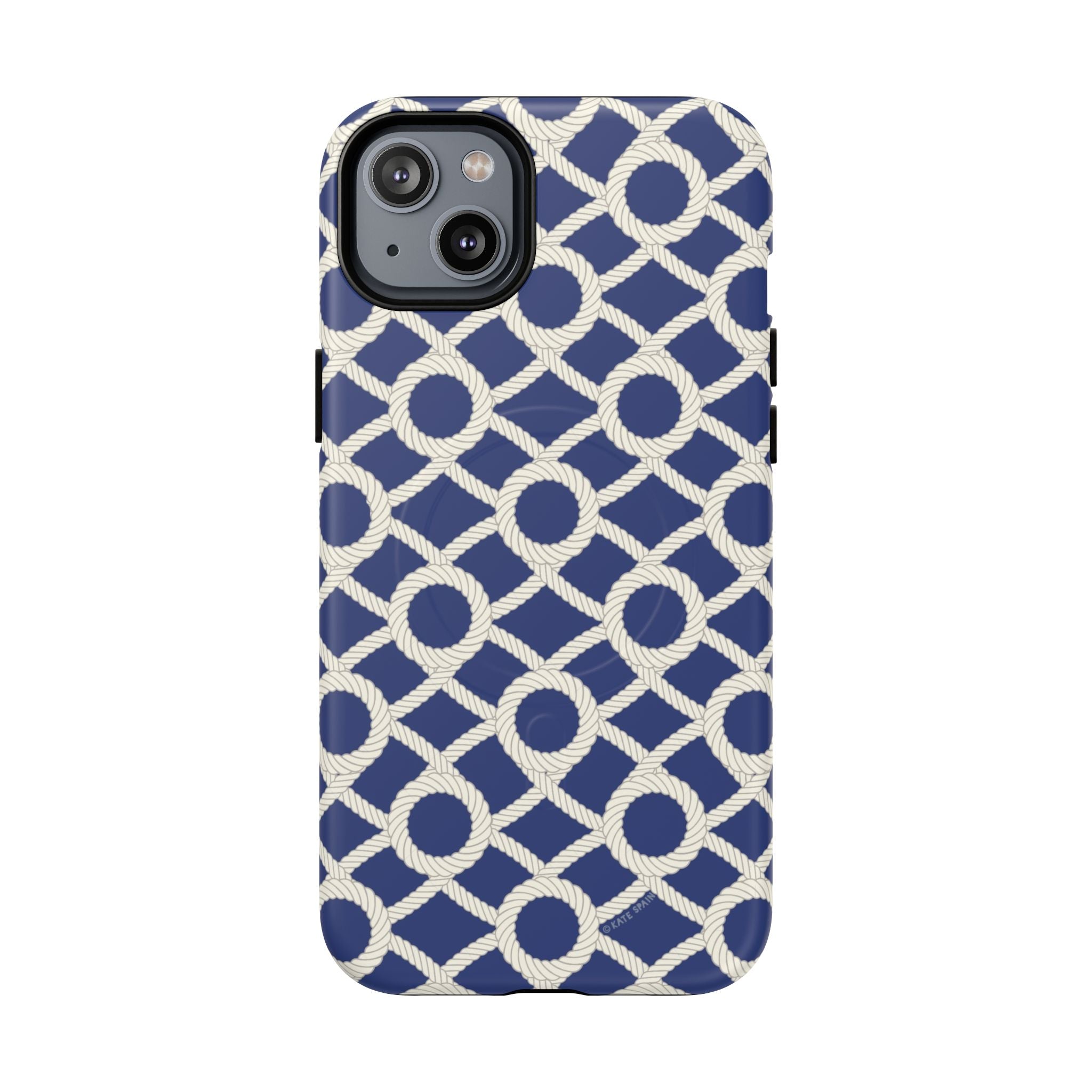 Sailor's Knot MagSafe iPhone 14 Plus Case – Matte | cream, navy nautical print