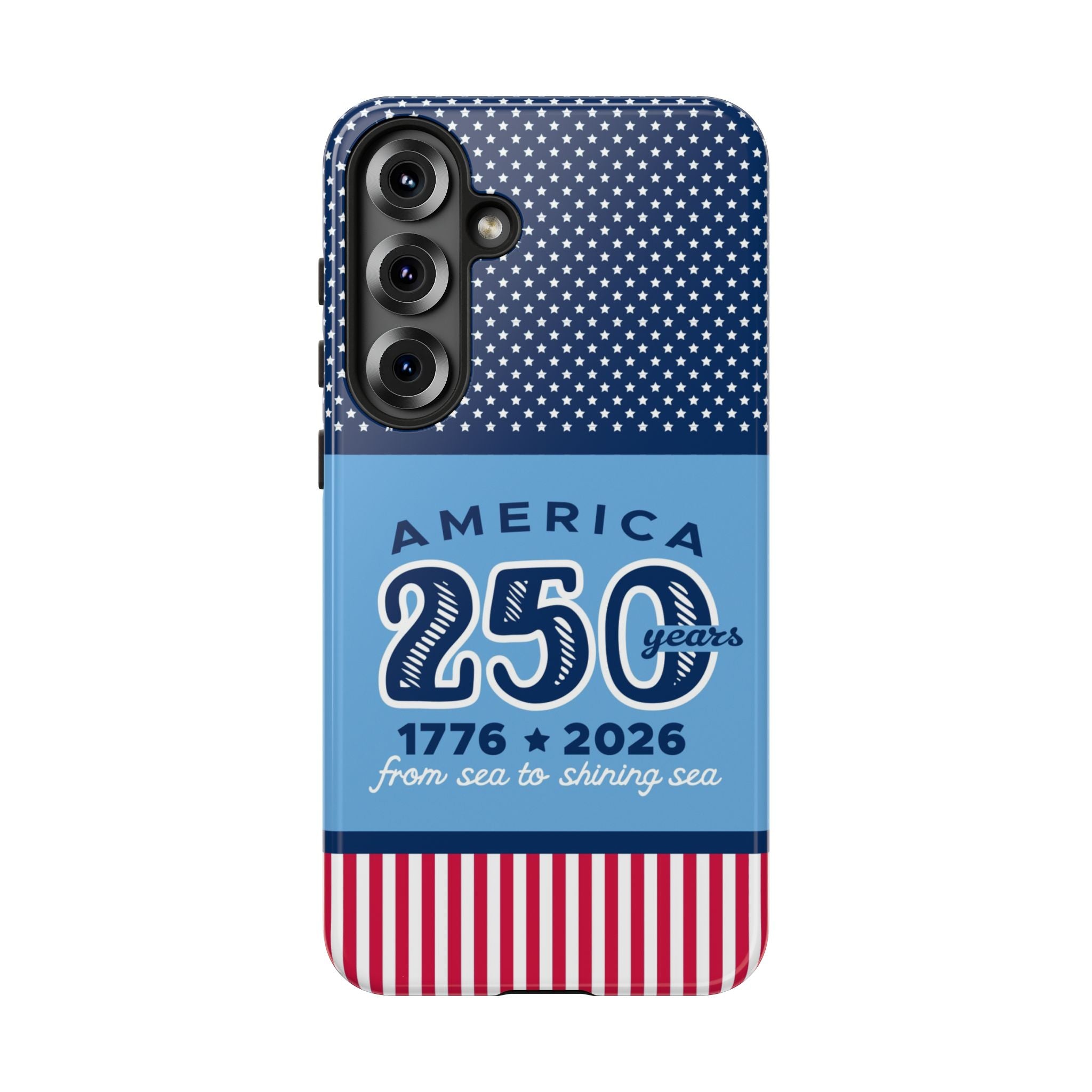 Sea to Shining Sea Samsung Galaxy S23 Plus Case – Glossy | navy, sky blue, red patriotic America 250 commemorative print