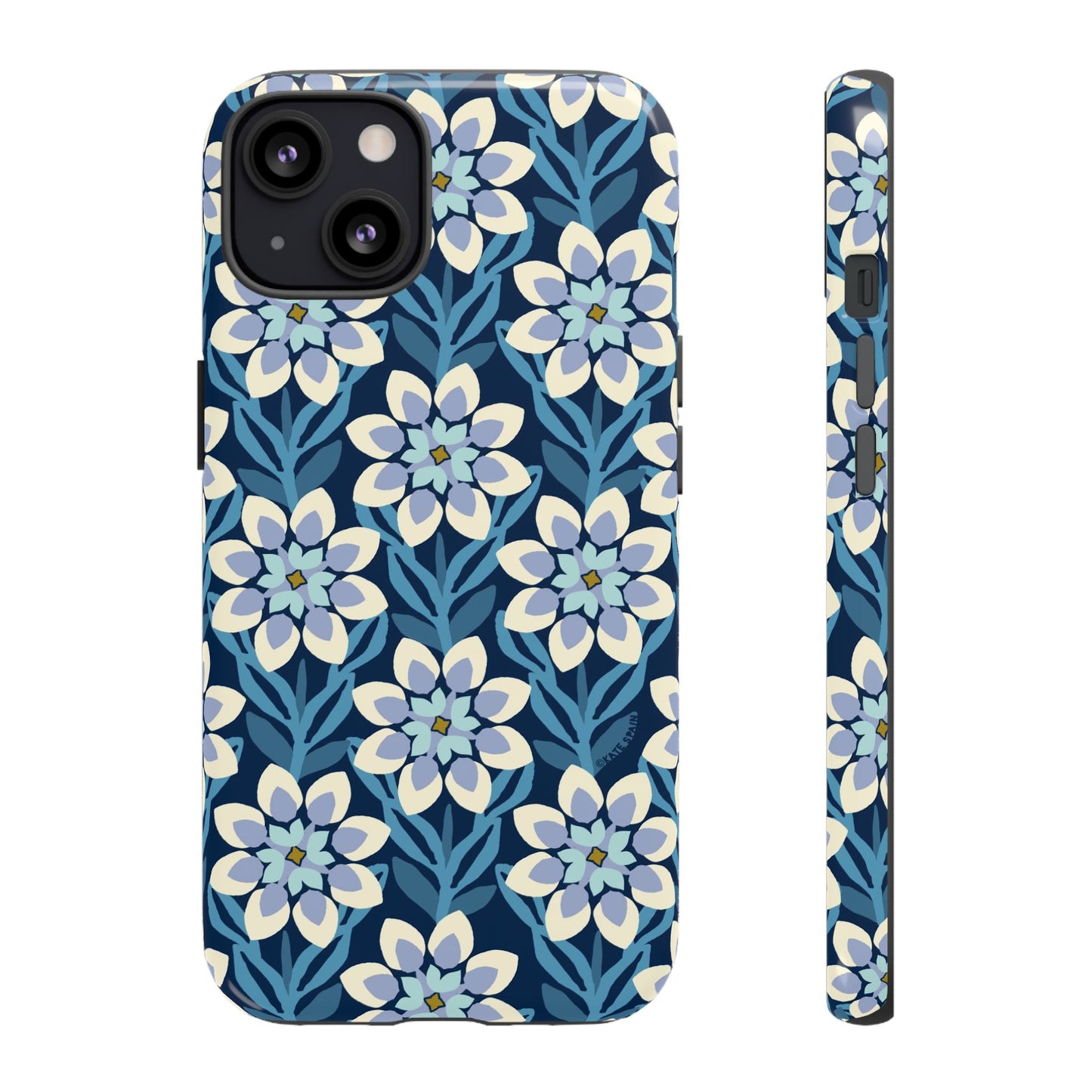 Modern Dahlia iPhone Case - Navy Allover Pattern