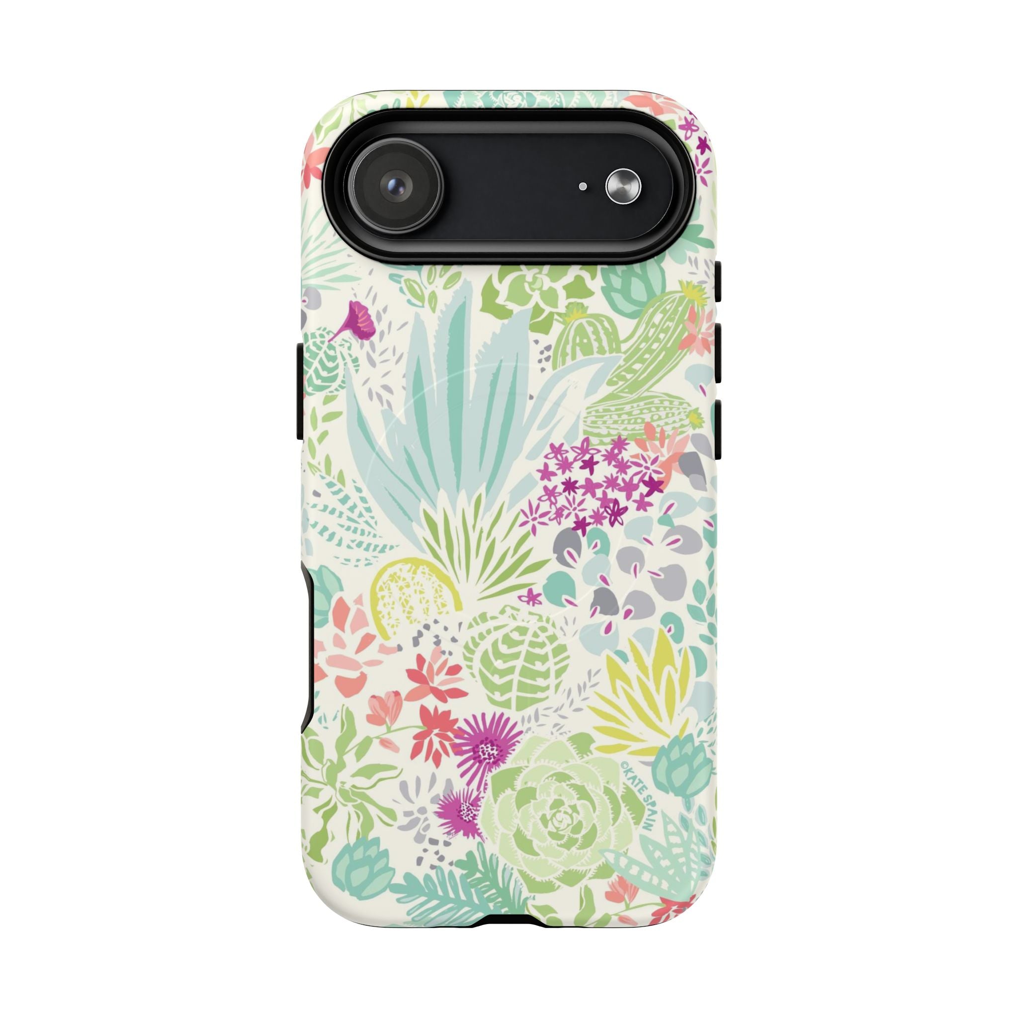 Canyon MagSafe iPhone 17 Air Case – Matte | cream, sage, aqua, mauve, fuschia botanical succulent print
