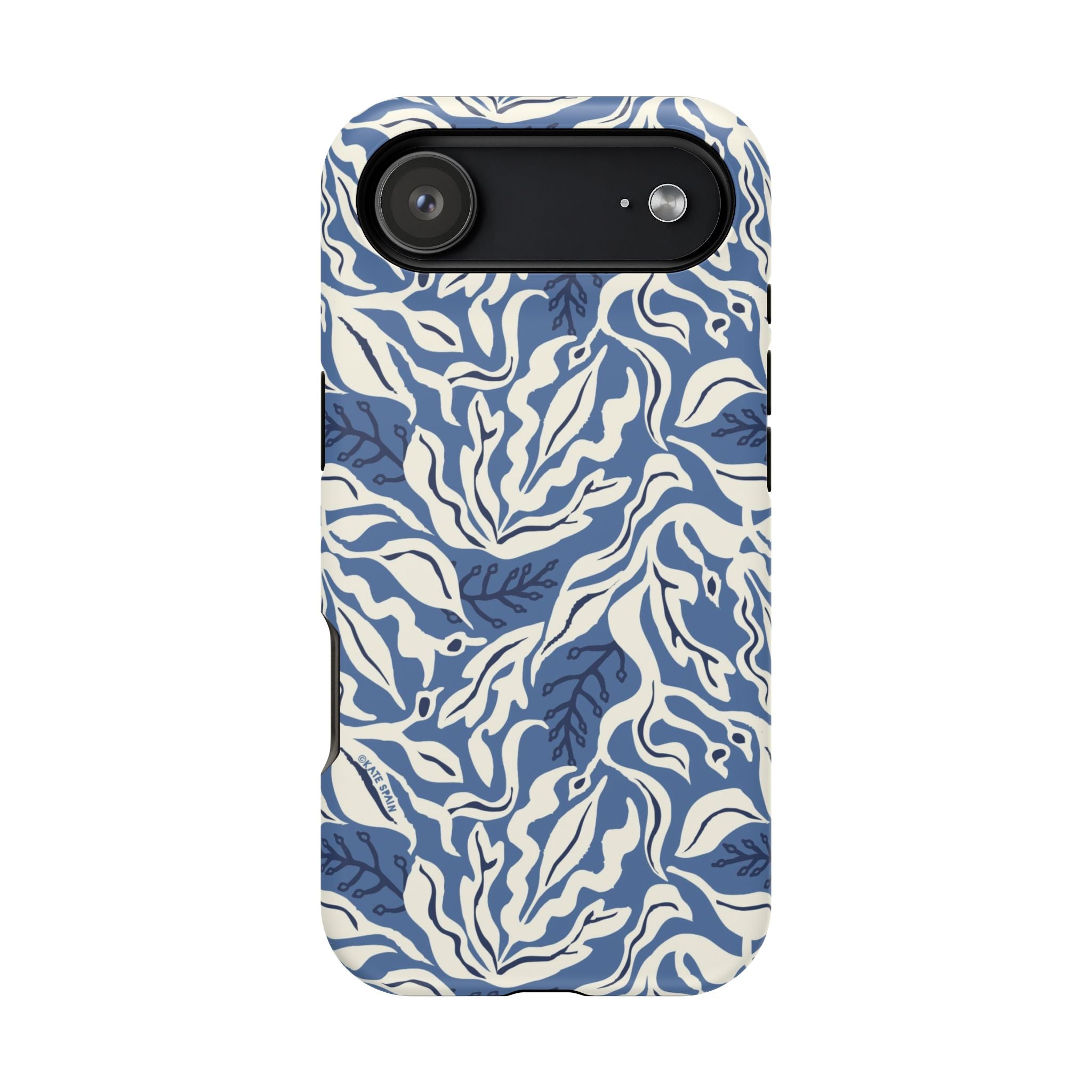 iPhone 17 Air magnetic case with Ocean Tides coastal design - matte blue waves