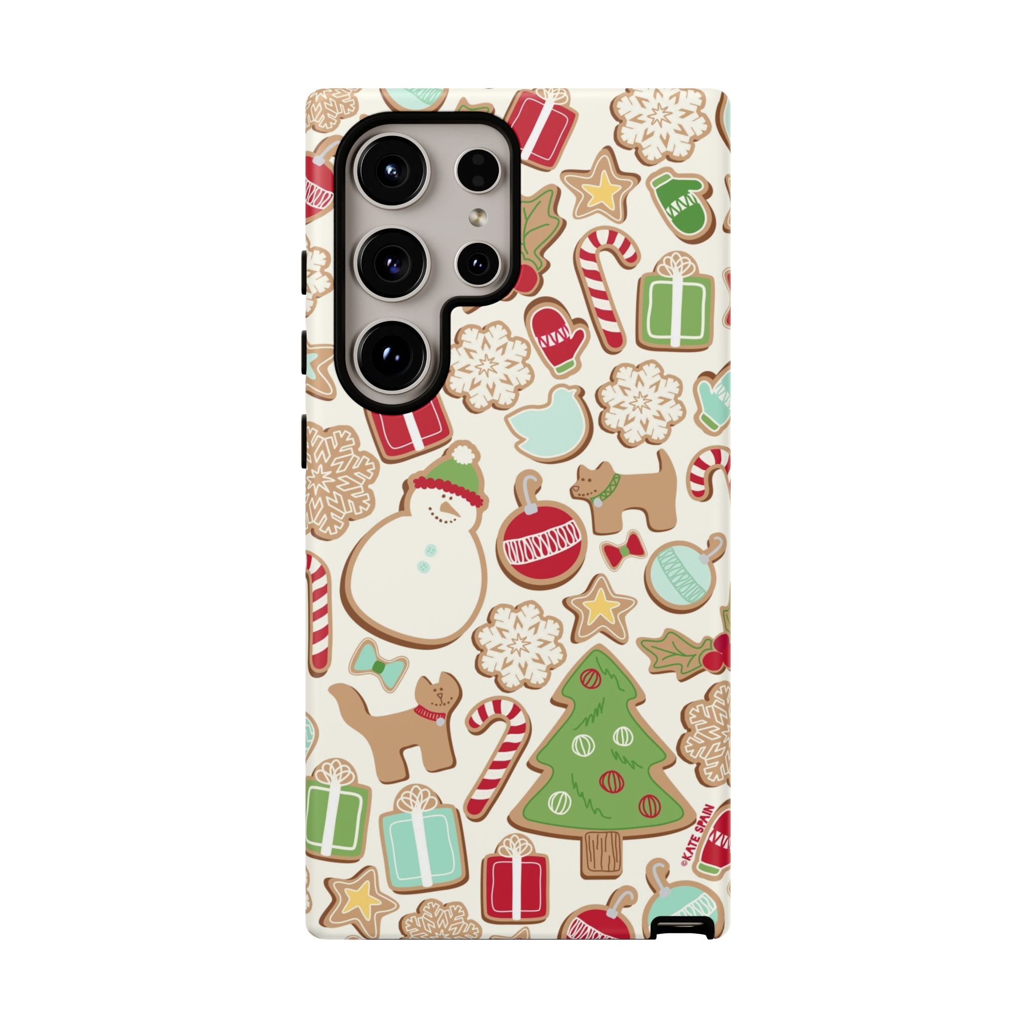 Gingerbread Cookies Samsung Galaxy S24 Ultra Case – Matte | cream, red, green gingerbread holiday cookie print