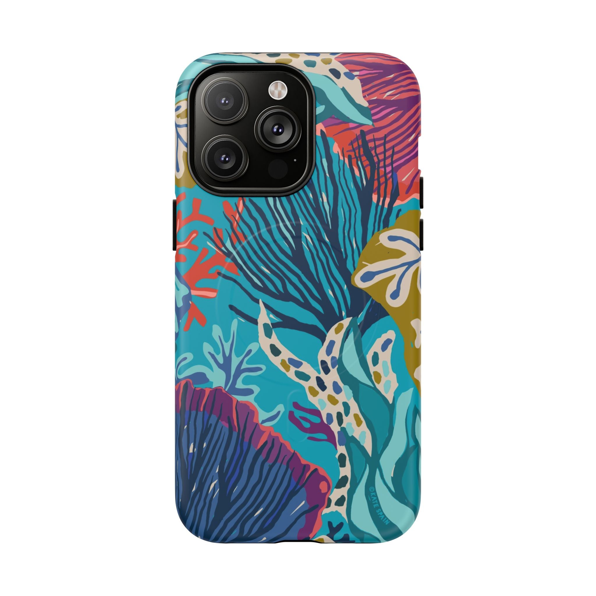 Reef MagSafe iPhone 14 Pro Max Case – Matte | teal, coral, navy, purple botanical coral reef print