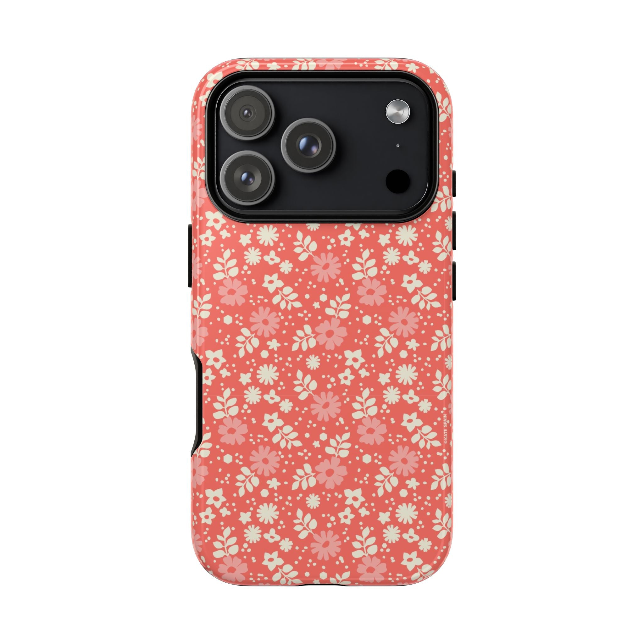 Petaline Tough iPhone 17 Air Case – Matte | coral, pink, cream ditsy floral print