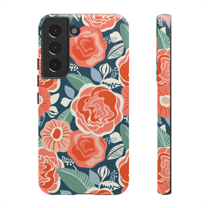 Tea Rose Navy Samsung Galaxy Tough Case