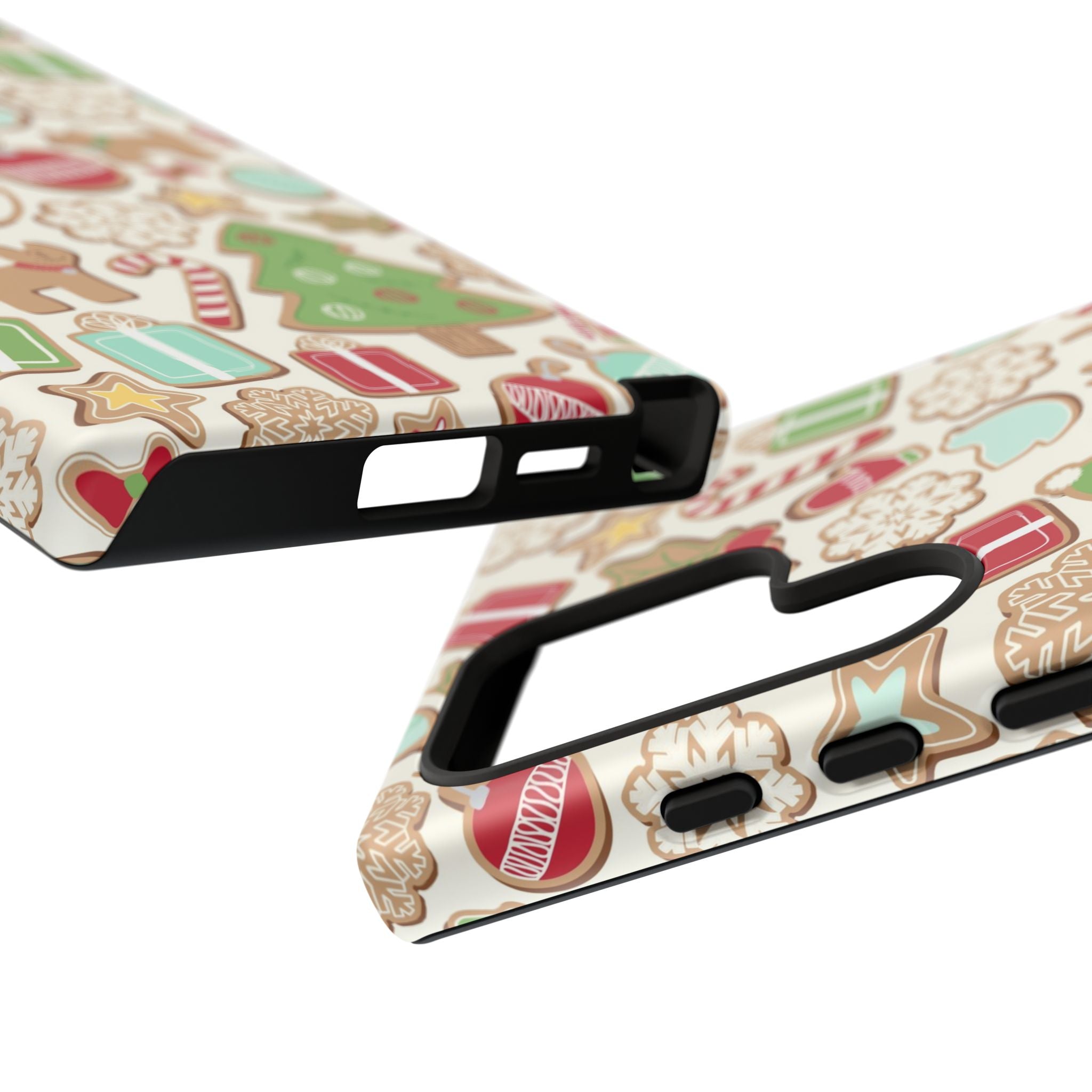Gingerbread Cookies Samsung Galaxy S24 Plus Case – Glossy | cream, red, green gingerbread holiday cookie print